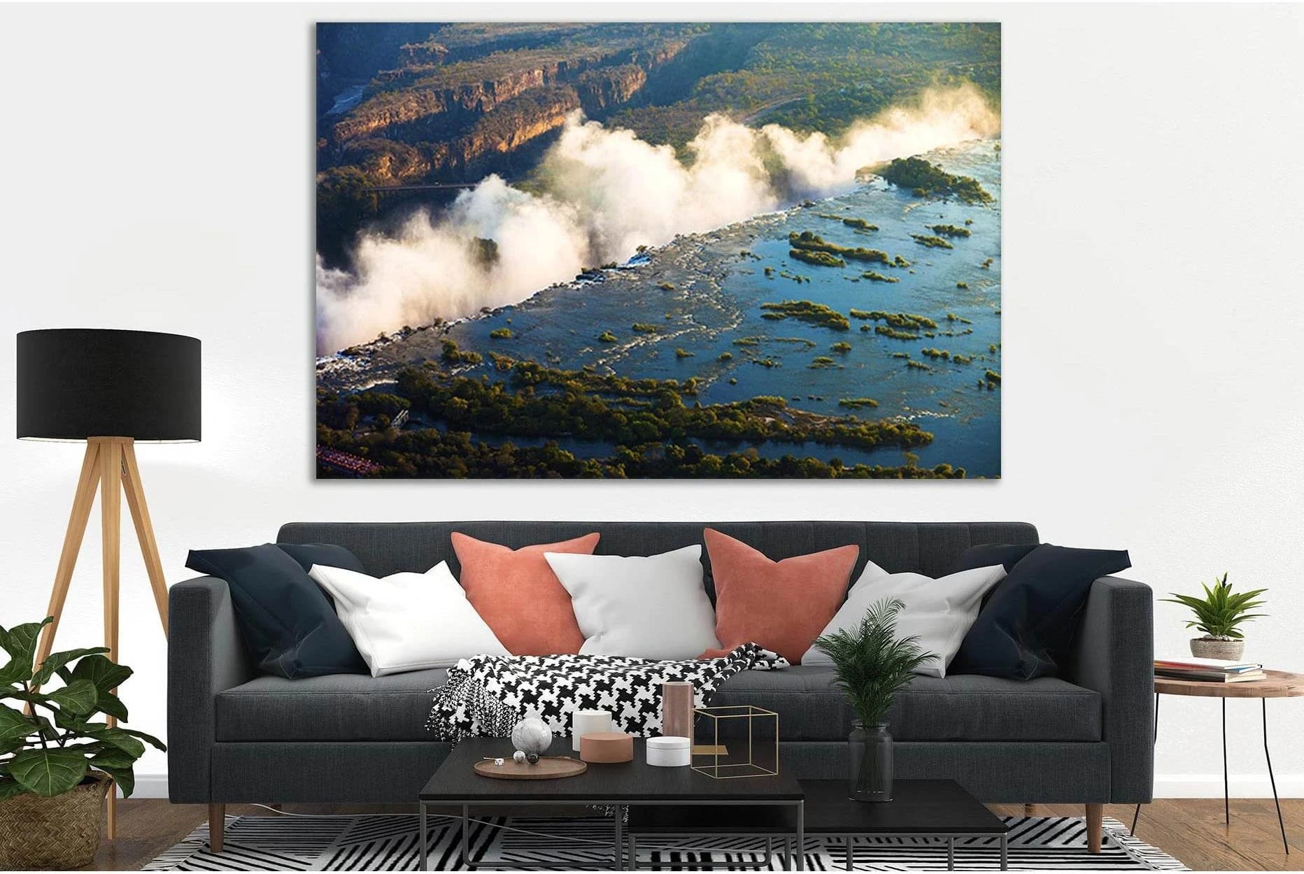 Rivers Zimbabwe Victoria Falls №SL490 Ready to Hang Canvas Print - Zellart Canvas Prints 0new, ALL_Products, Waterfall, Waterfall Wall Art