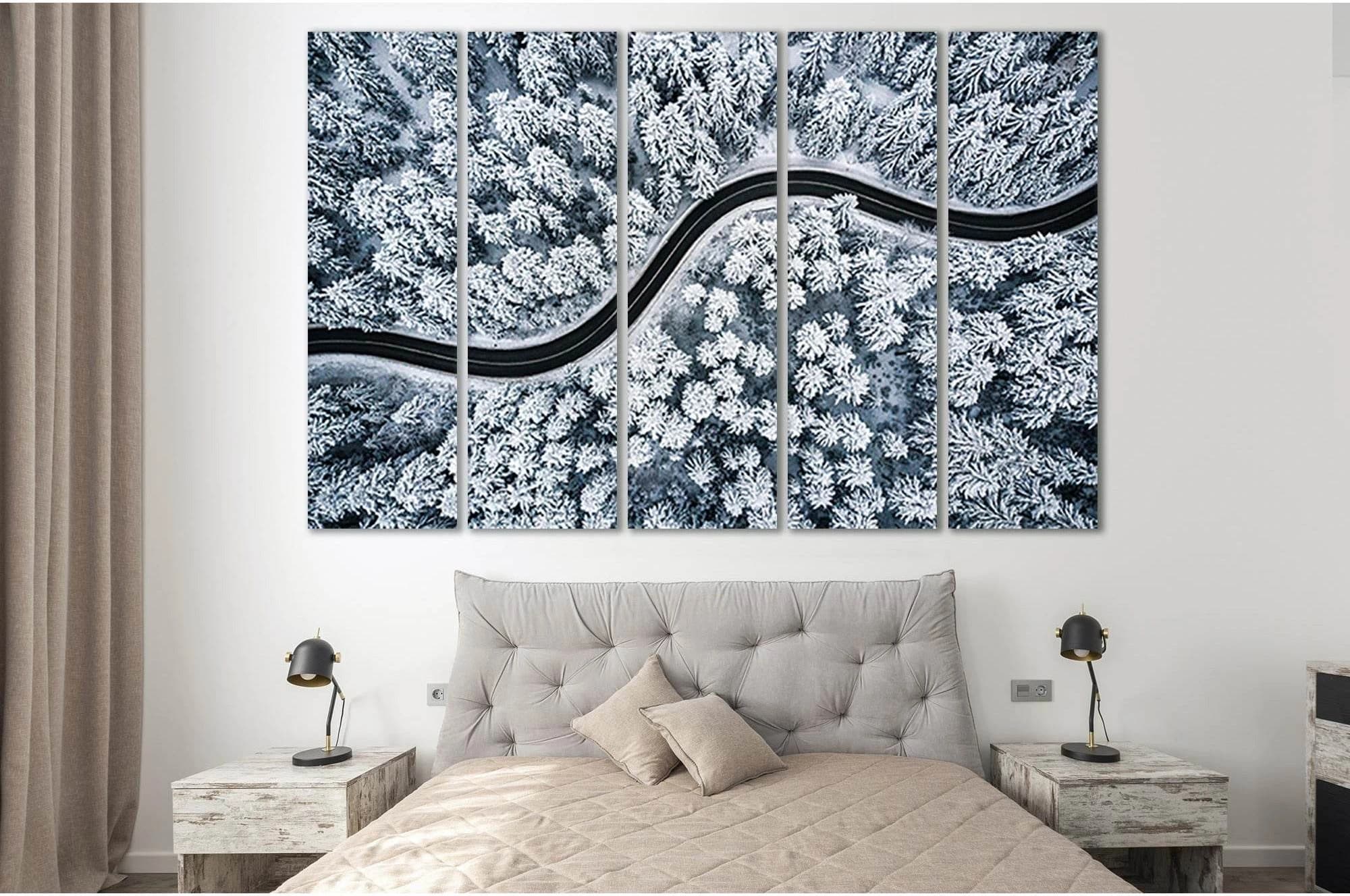 Road In A Snowy Forest №Sl25 Ready to Hang Canvas Print - Zellart Canvas Prints 0new, ALL_Products, Nature & Landscapes Canvas Print