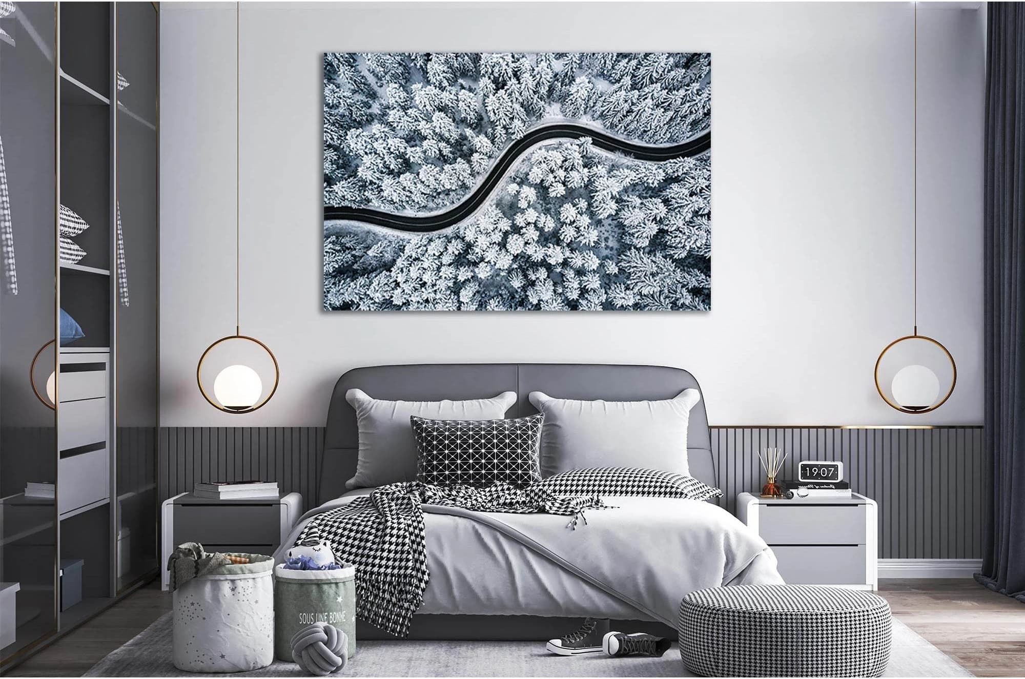 Road In A Snowy Forest №Sl25 Ready to Hang Canvas Print - Zellart Canvas Prints 0new, ALL_Products, Nature & Landscapes Canvas Print