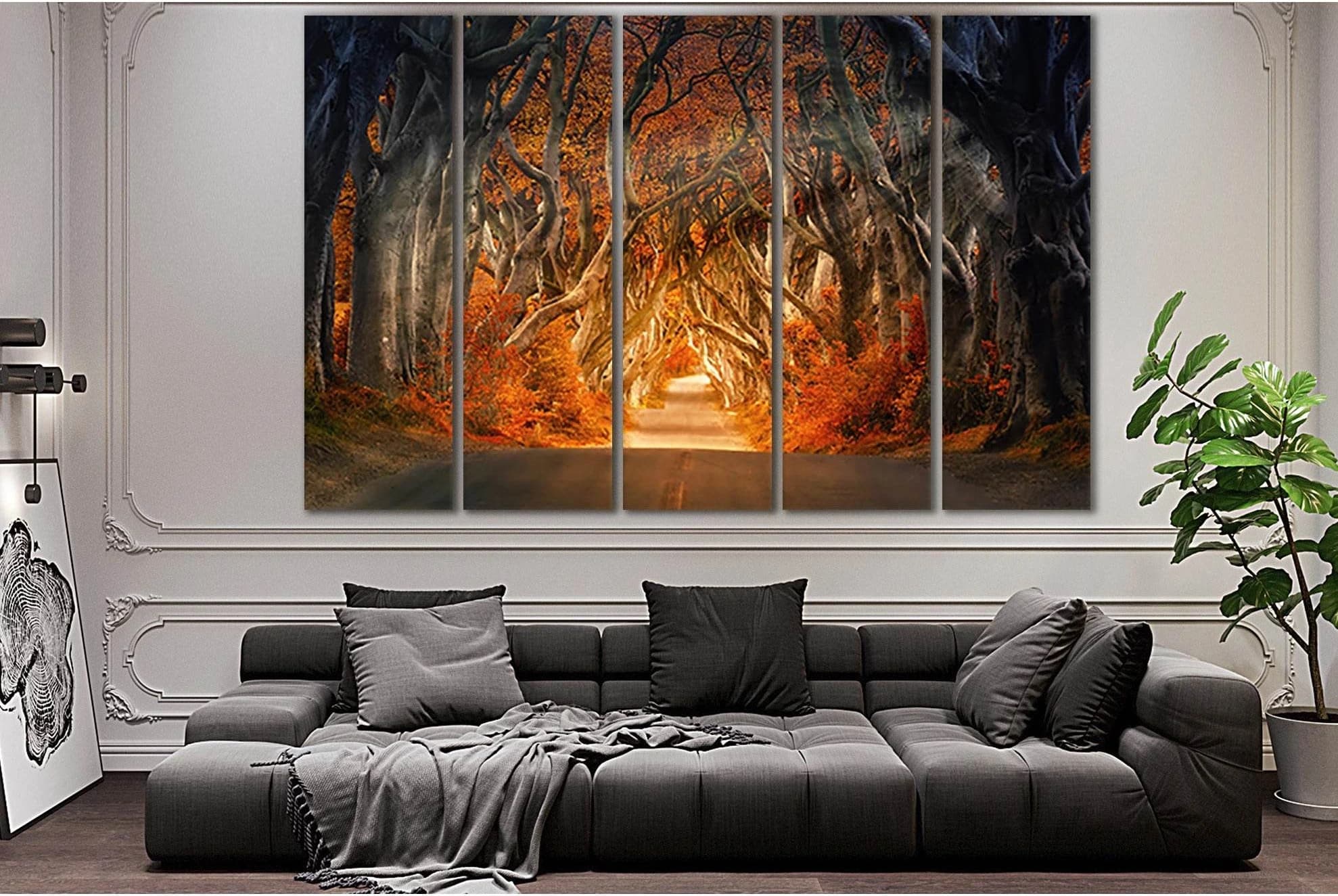 Road In Autumn Trees №SL644 Ready to Hang Canvas Print - Zellart Canvas Prints 0new, ALL_Products, Autumn Wall Art