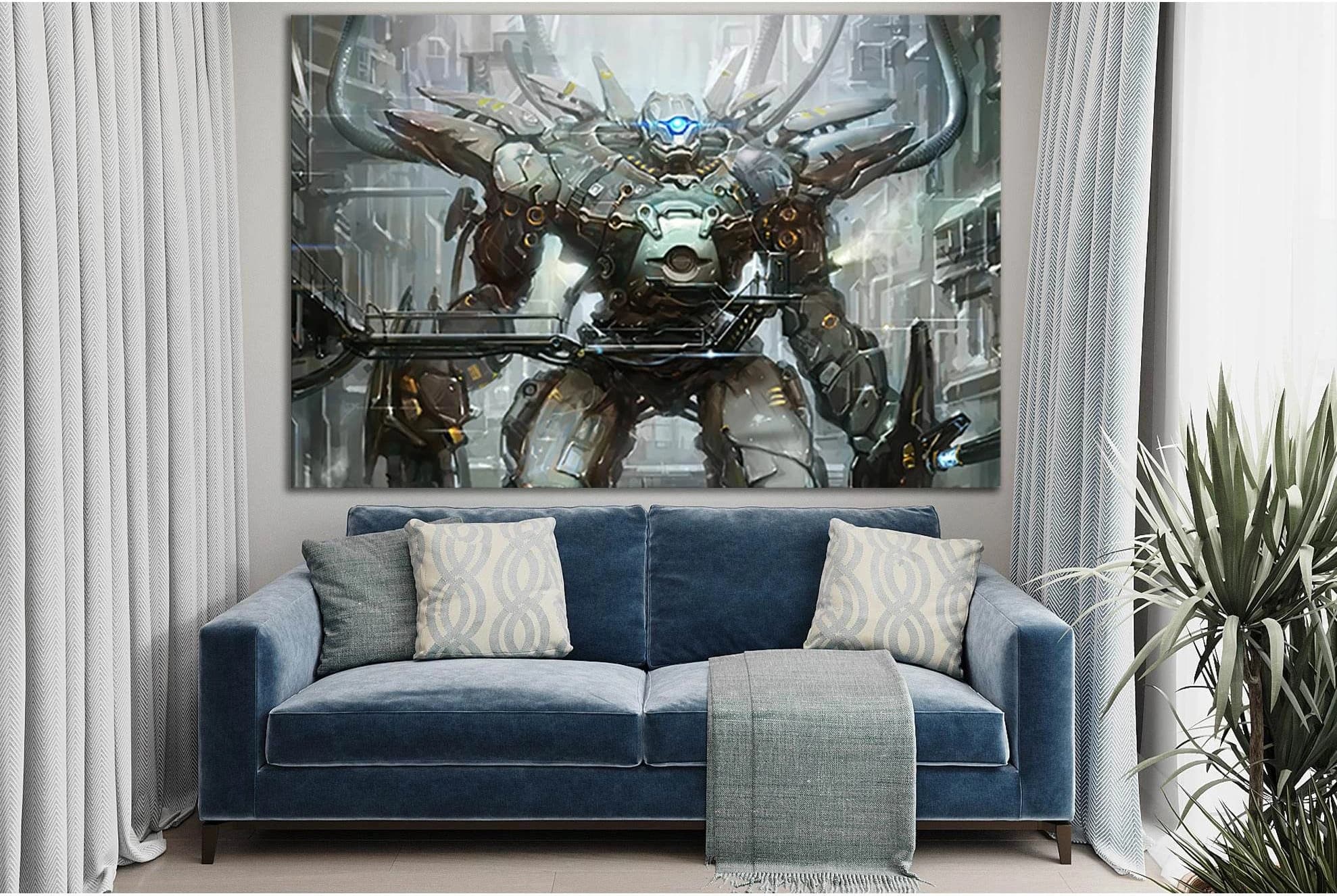 Robot At Technical Station №SL1287 Ready to Hang Canvas Print - Zellart Canvas Prints 0new, ALL_Products, Fantasy And Sci Fi Wall Art