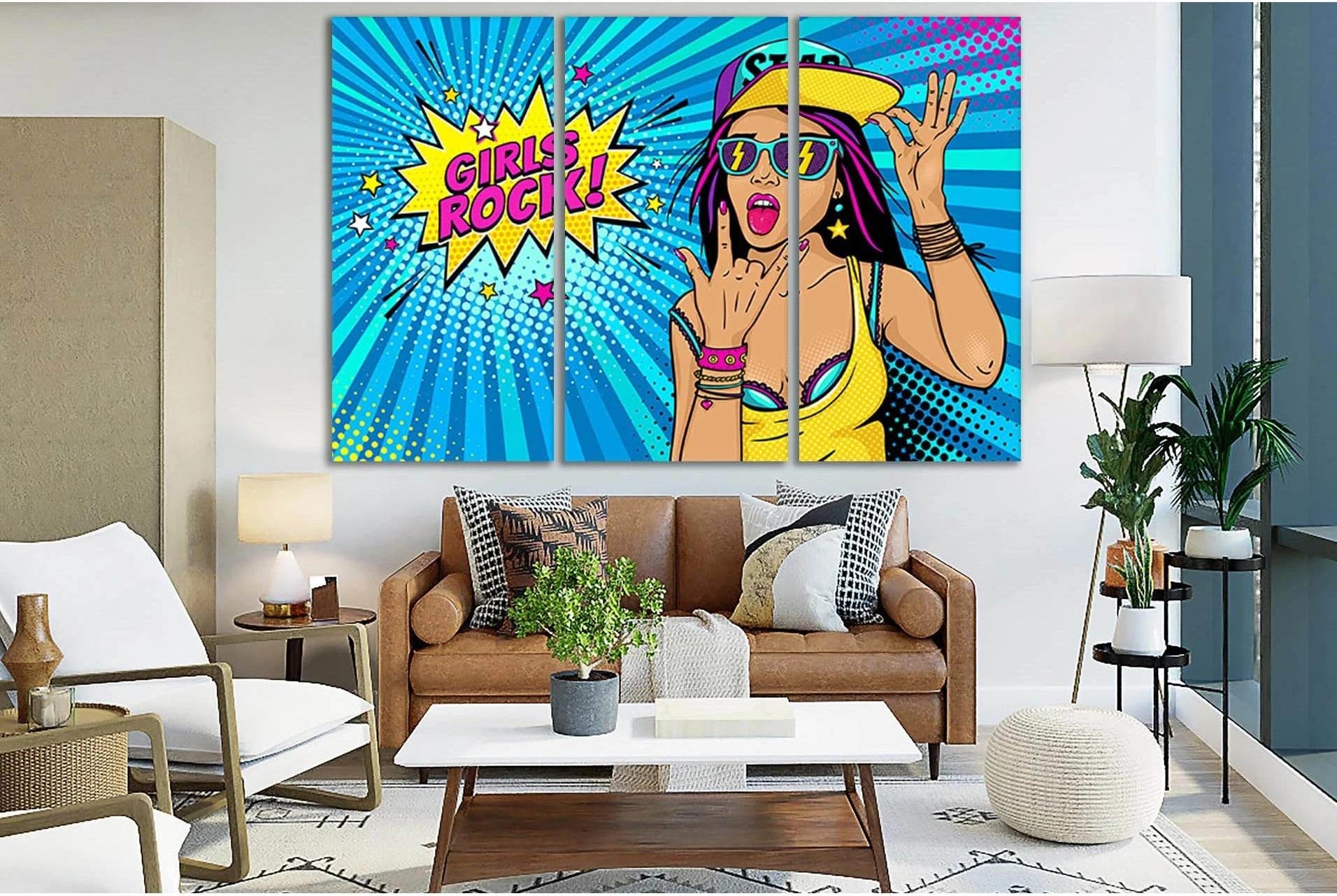 Rock And Roll Girl Pop Art №SL554 Ready to Hang Canvas Print - Zellart Canvas Prints 0new, ALL_Products, Pop ART