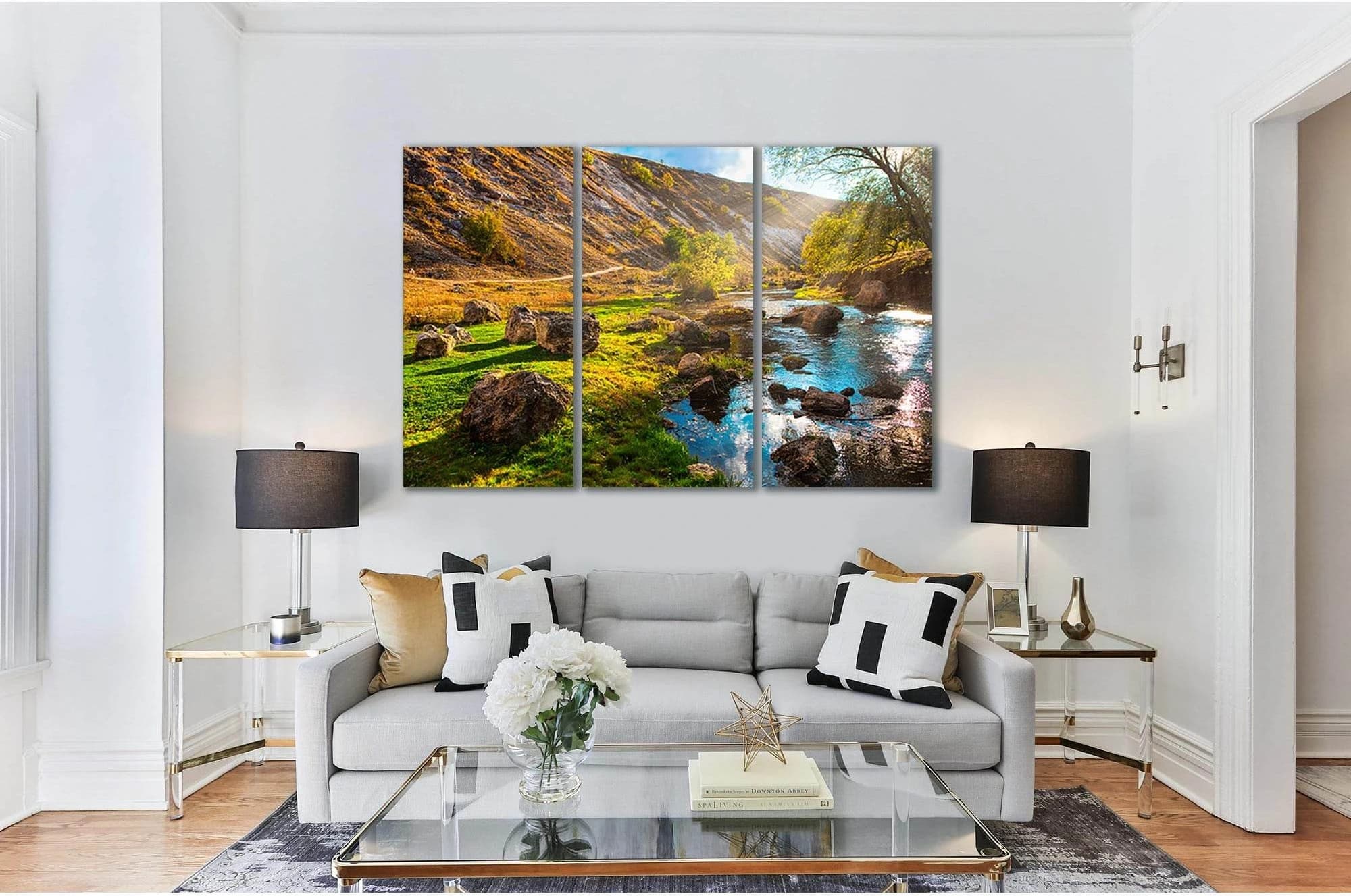 Rocks In The Flowing Water №sl04 Ready to Hang Canvas Print - Zellart Canvas Prints 0new, ALL_Products, Nature & Landscapes Canvas Print