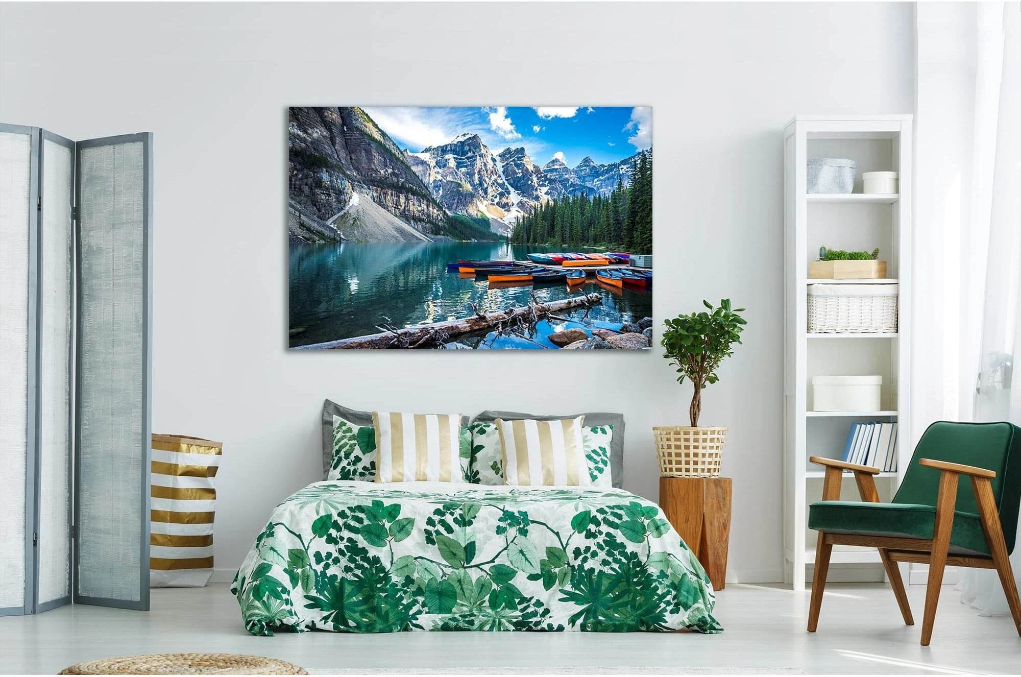 Rocky Mountains Lake Moraine №Sl19 Ready to Hang Canvas Print - Zellart Canvas Prints 0new, ALL_Products, Nature & Landscapes Canvas Print