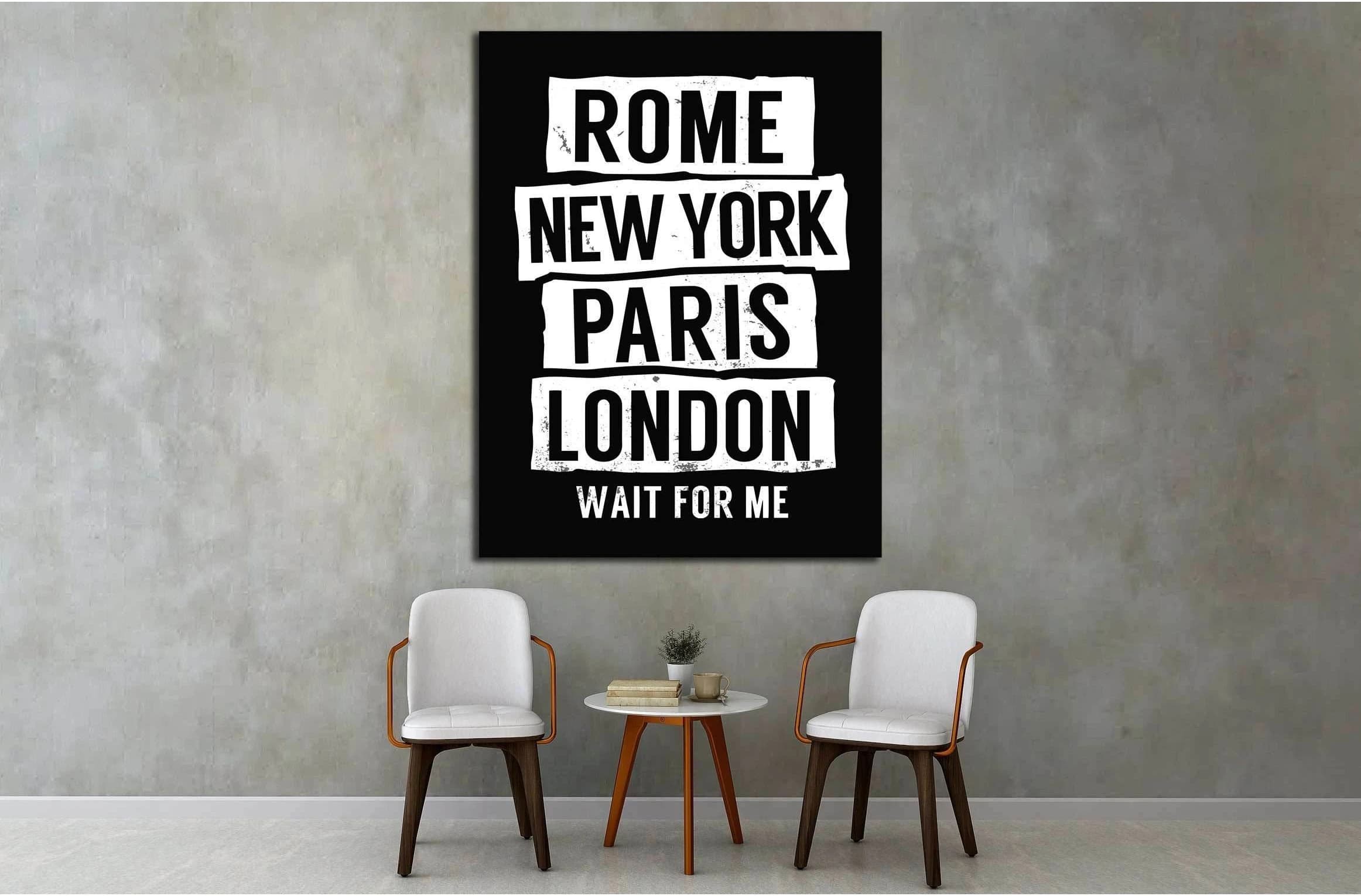 Rome, New York, Paris, London №4535 Ready to Hang Canvas Print - Zellart Canvas Prints 0_NY_ART, ALL_Products, s-4535