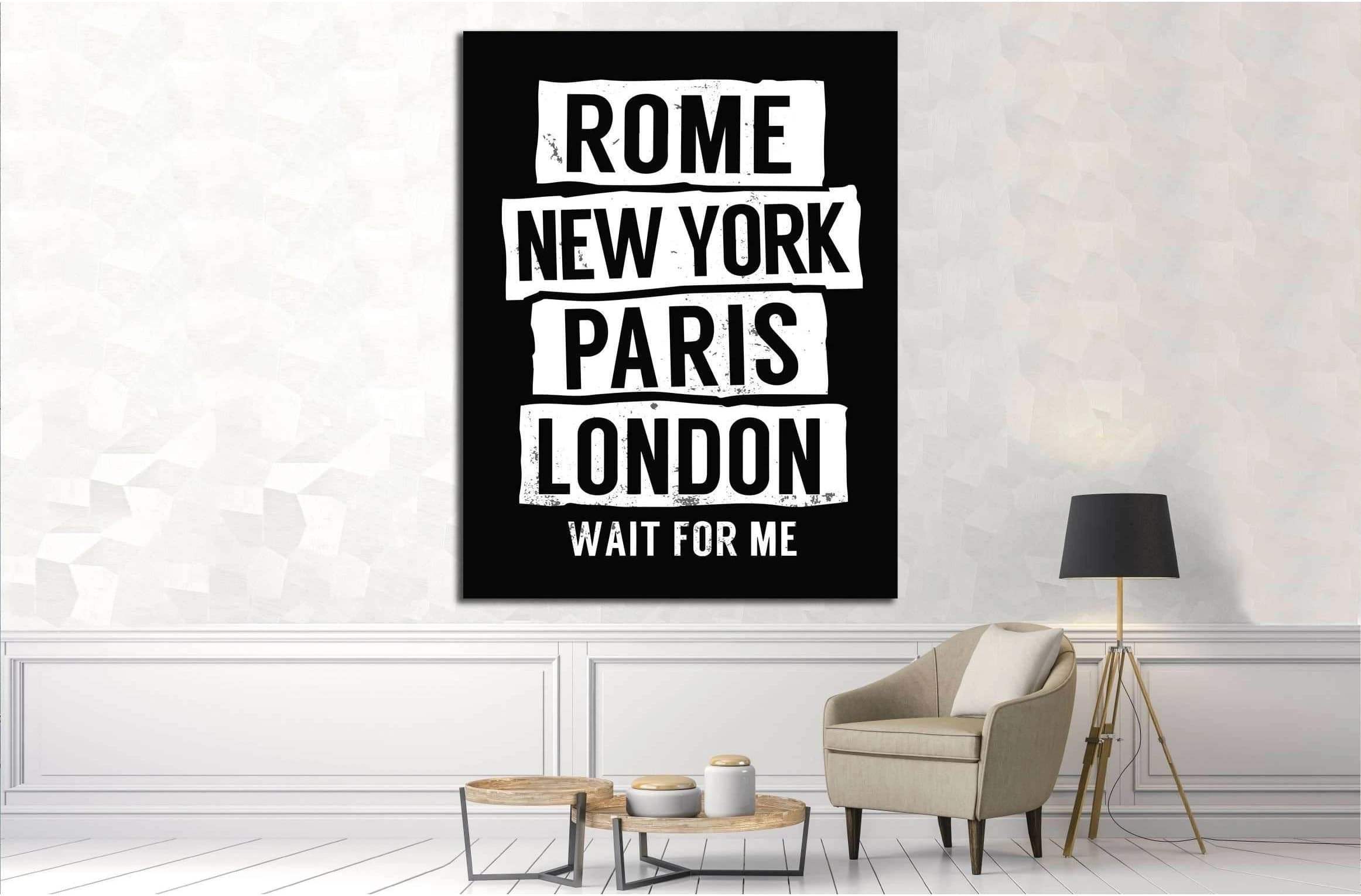 Rome, New York, Paris, London №4535 Ready to Hang Canvas Print - Zellart Canvas Prints 0_NY_ART, ALL_Products, s-4535