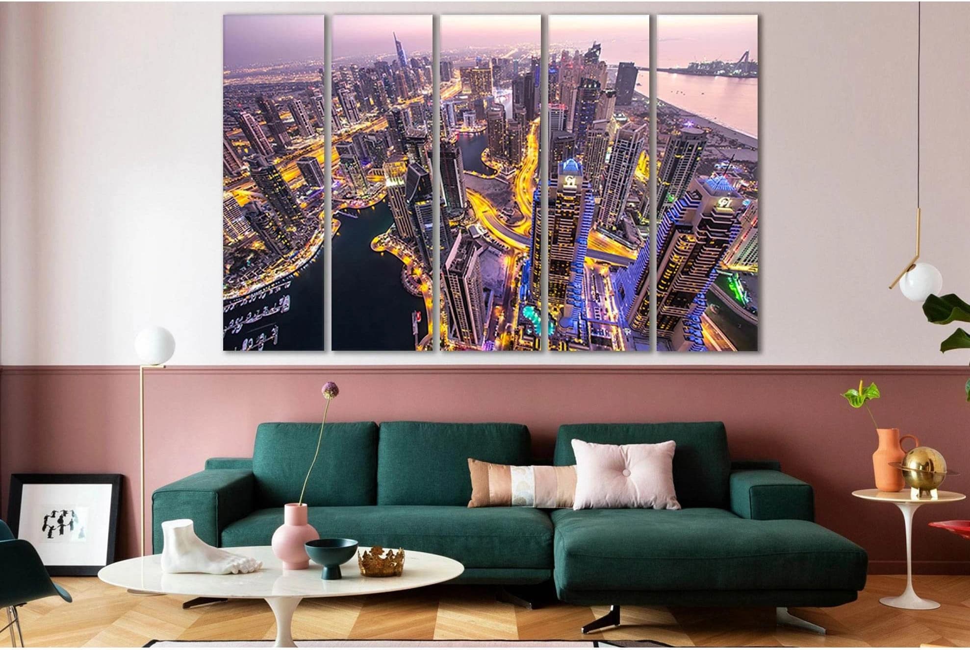 Rooftop View Of Dubai After Sunset №SL350 Ready to Hang Canvas Print - Zellart Canvas Prints 0new, ALL_Products, Cityscapes & Skylines