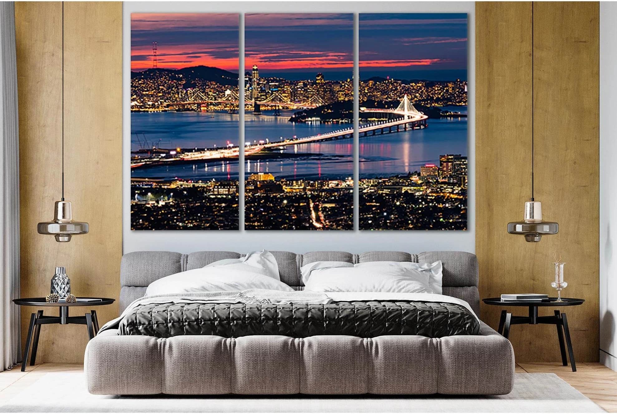 Rotterdam During Nighttime №SL330 Ready to Hang Canvas Print - Zellart Canvas Prints 0new, ALL_Products, Cityscapes & Skylines