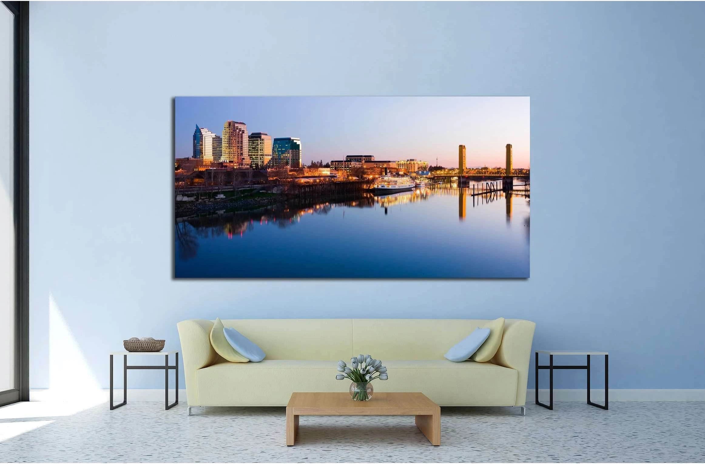 Sacramento skyline at night №1619 Ready to Hang Canvas Print - Zellart Canvas Prints ALL_Products, s-1619