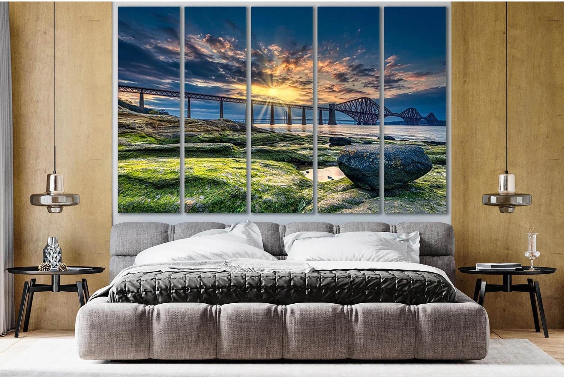 Scotland Forth Bridge At Sunrise №SL1097 Ready to Hang Canvas Print - Zellart Canvas Prints 0new, ALL_Products, Bridges Wall Art
