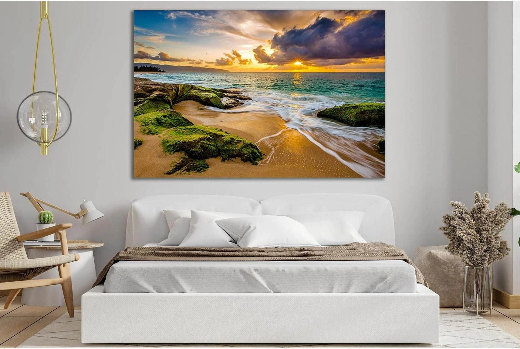 Sea And Colorful Sunset №SL291 Ready to Hang Canvas Print - Zellart Canvas Prints 0new, ALL_Products, SUNRISE & SUNSET WALL ART