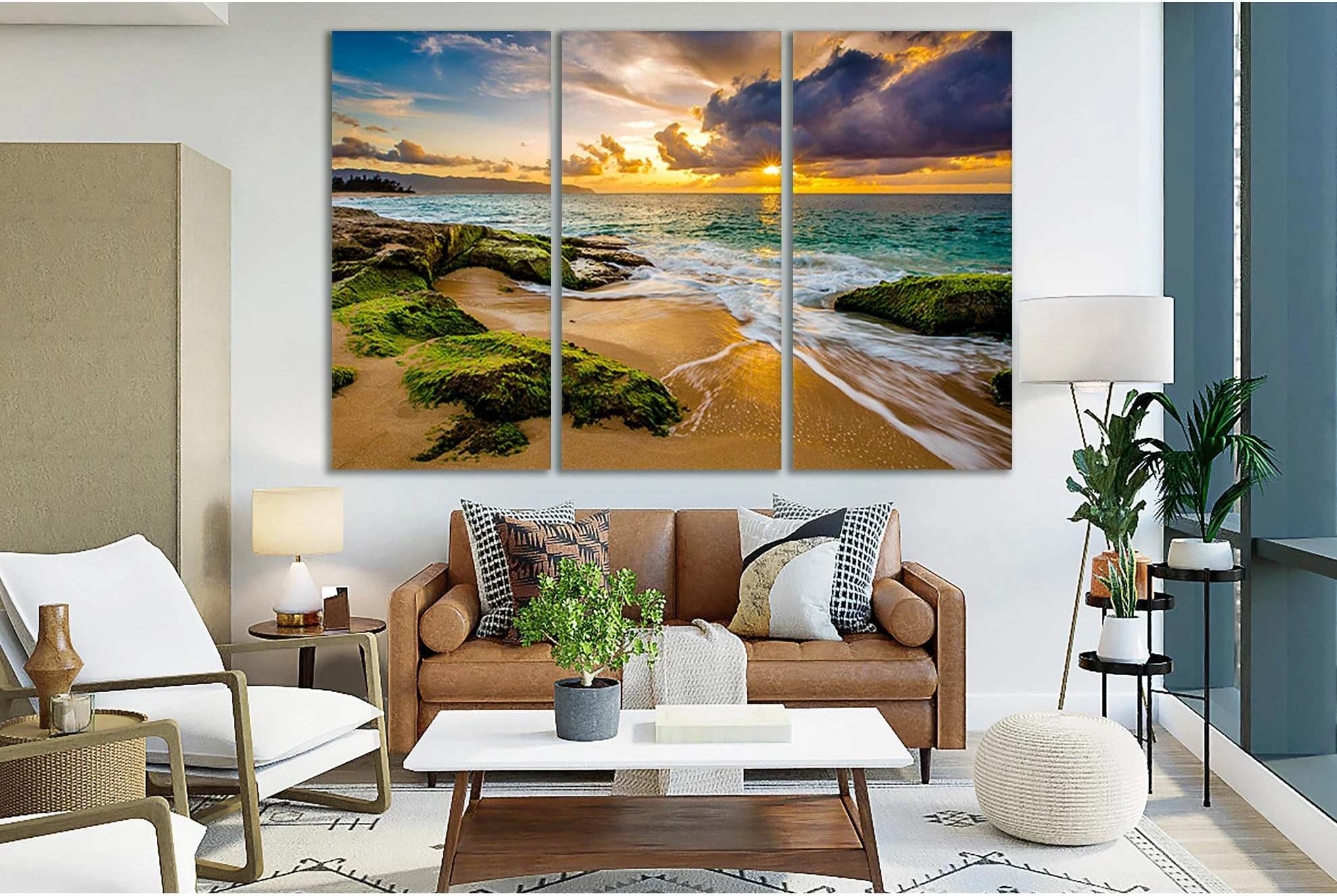 Sea And Colorful Sunset №SL291 Ready to Hang Canvas Print - Zellart Canvas Prints 0new, ALL_Products, SUNRISE & SUNSET WALL ART