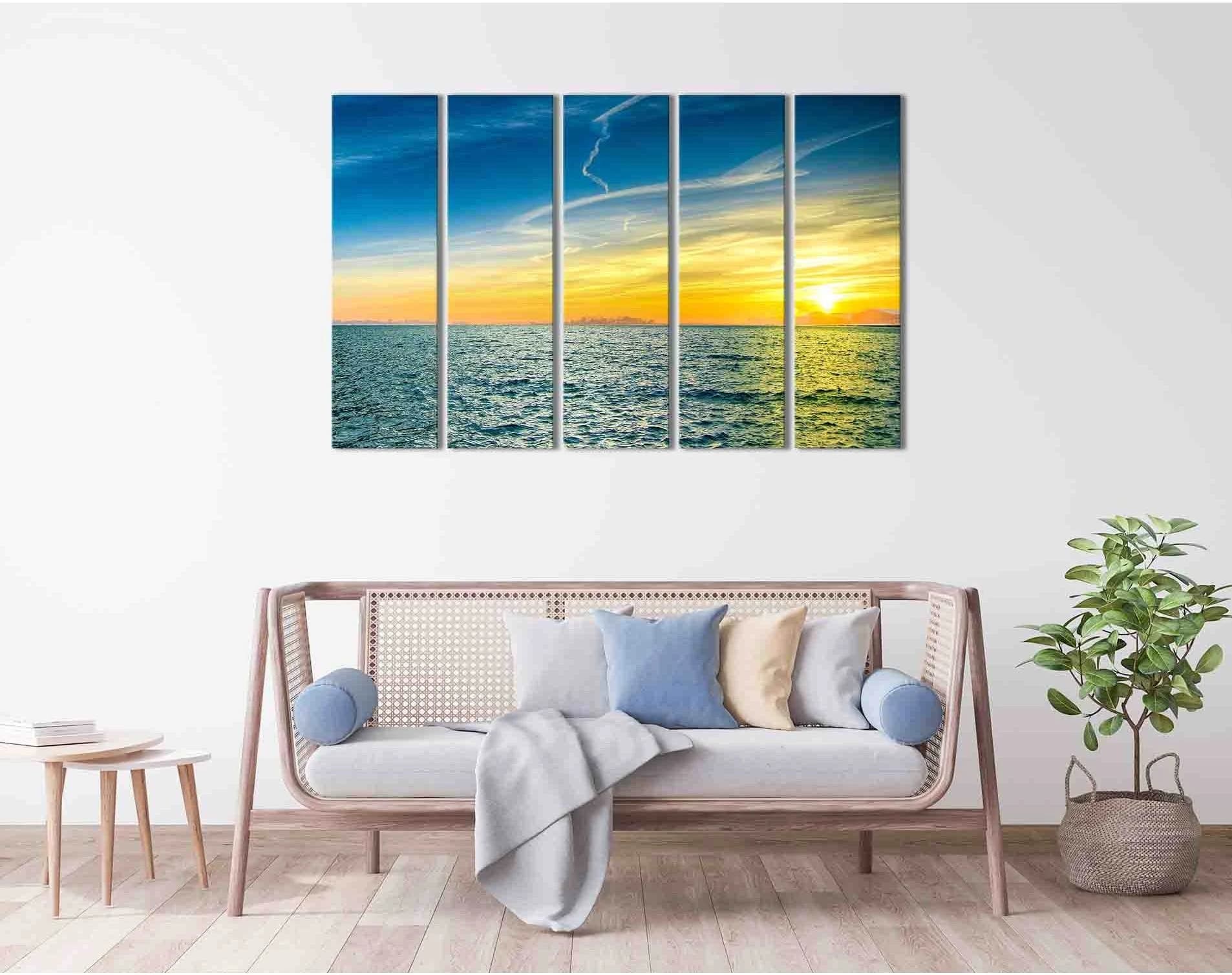 Sea channel at sunrise №D1236 Ready to Hang Canvas Print - Zellart Canvas Prints 0new, ALL_Products, Sunrise & sunset wall art