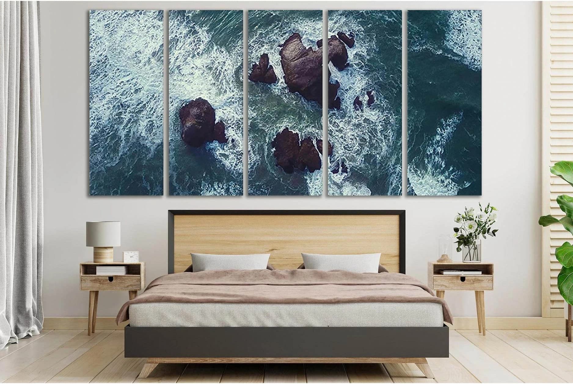 Sea Water And Rock №SL172 Ready to Hang Canvas Print - Zellart Canvas Prints 0new, ALL_Products, Beach Ocean & Waves