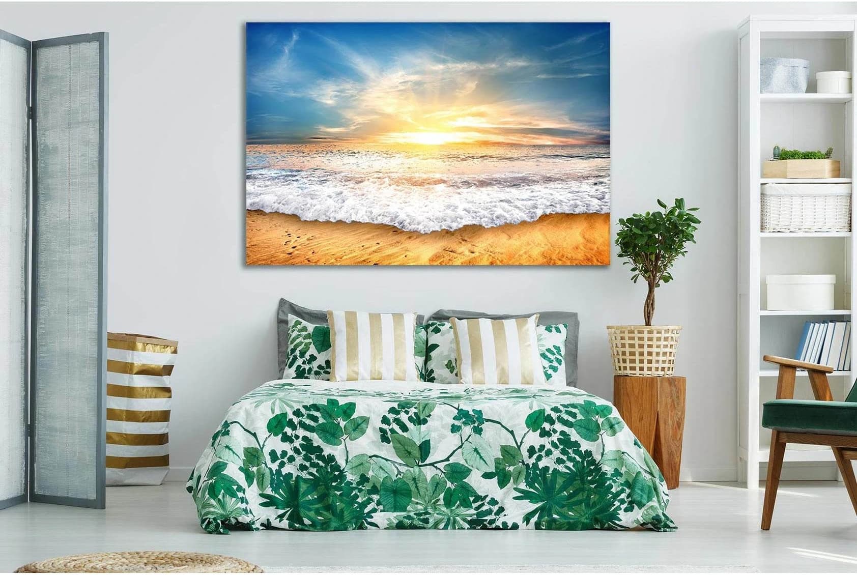 Sea Wave Sky Dawn №SL226 Ready to Hang Canvas Print - Zellart Canvas Prints 0new, ALL_Products, SUNRISE & SUNSET WALL ART