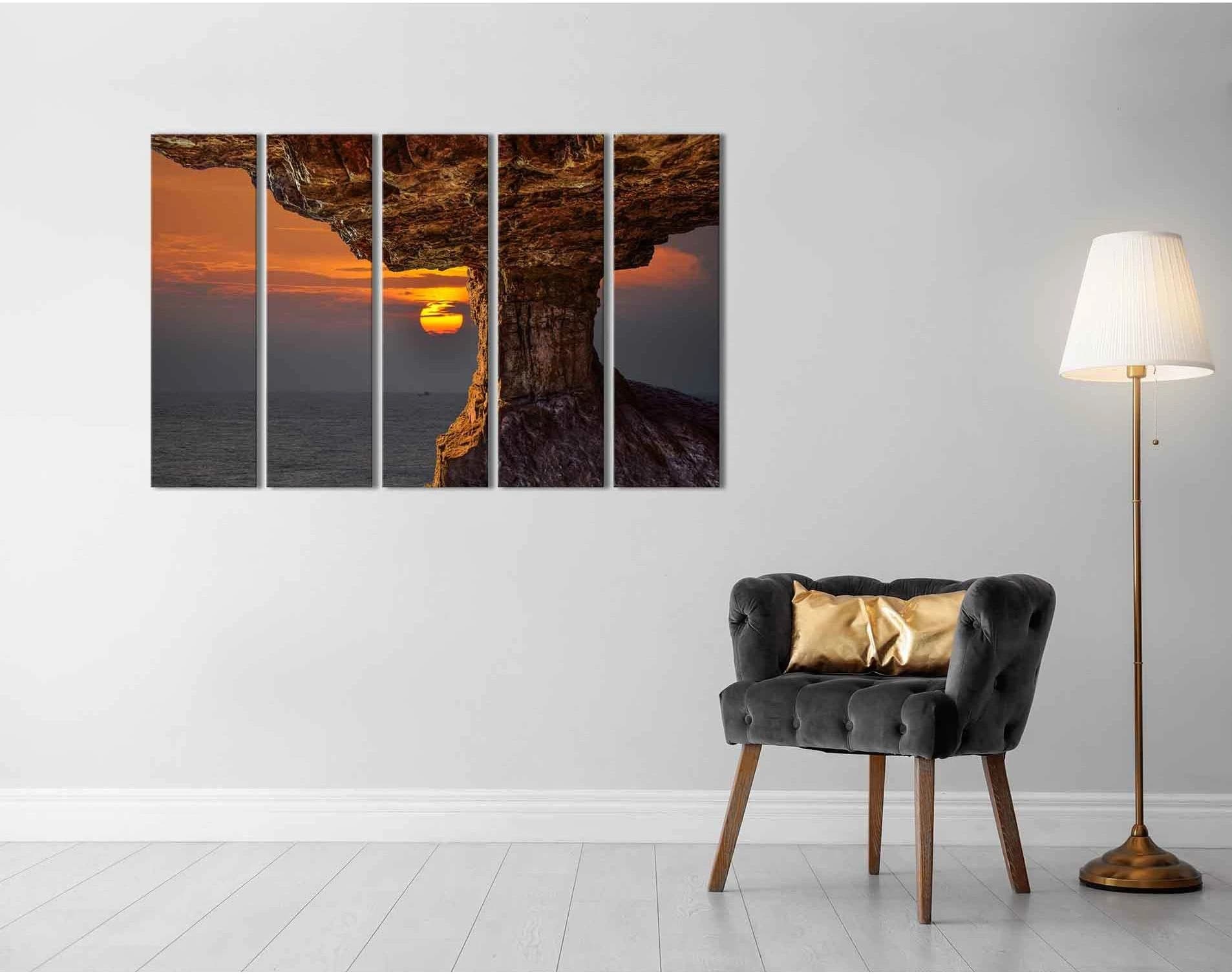 Seascape with rocks №D1216 Ready to Hang Canvas Print - Zellart Canvas Prints 0new, ALL_Products, Sunrise & sunset wall art