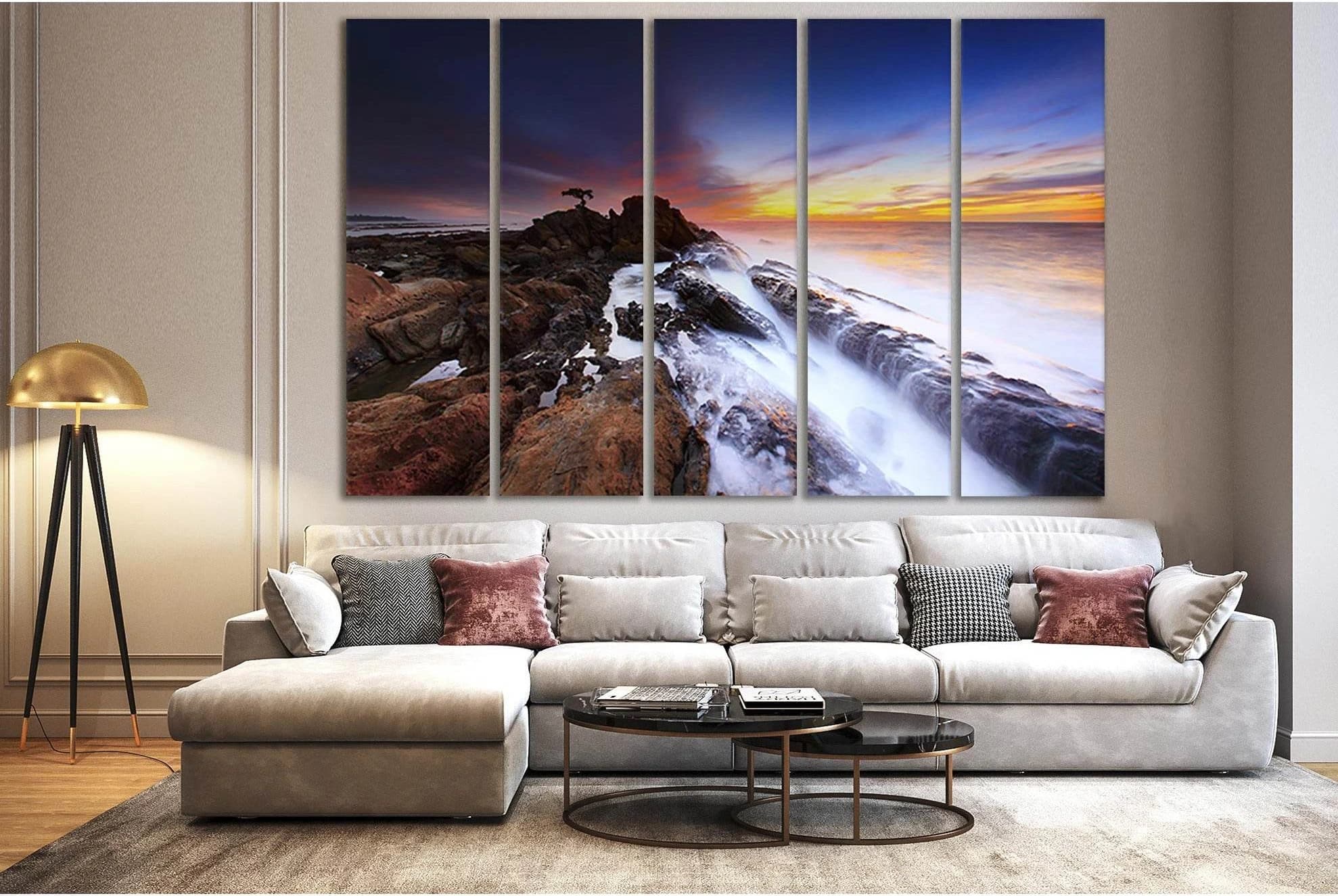 Seashore Waves Sunset №SL192 Ready to Hang Canvas Print - Zellart Canvas Prints 0new, ALL_Products, Beach Ocean & Waves