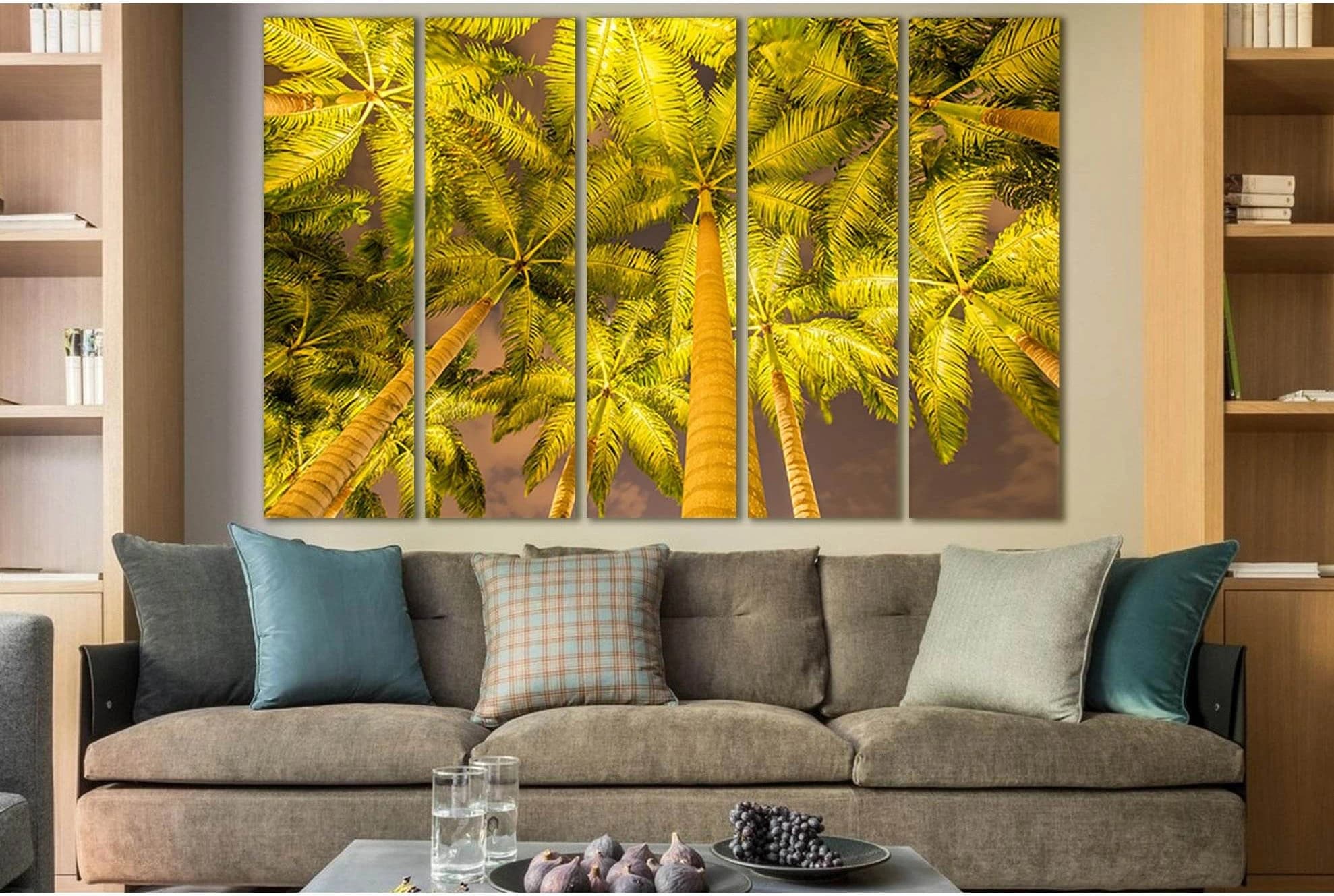 Seasons Autumn Palm Trees №SL1070 Ready to Hang Canvas Print - Zellart Canvas Prints 0new, ALL_Products, Trees Wall Art