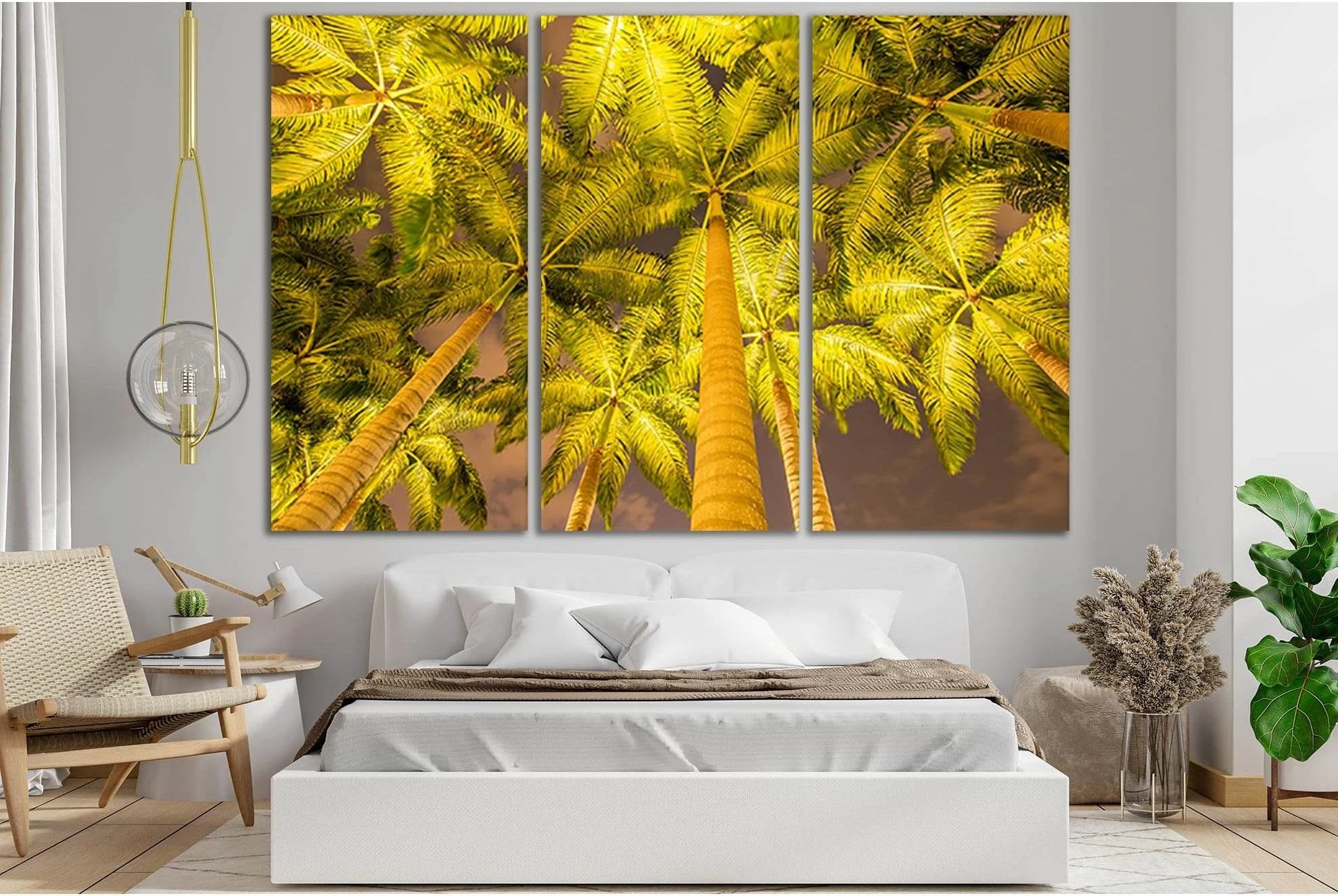Seasons Autumn Palm Trees №SL1070 Ready to Hang Canvas Print - Zellart Canvas Prints 0new, ALL_Products, Trees Wall Art