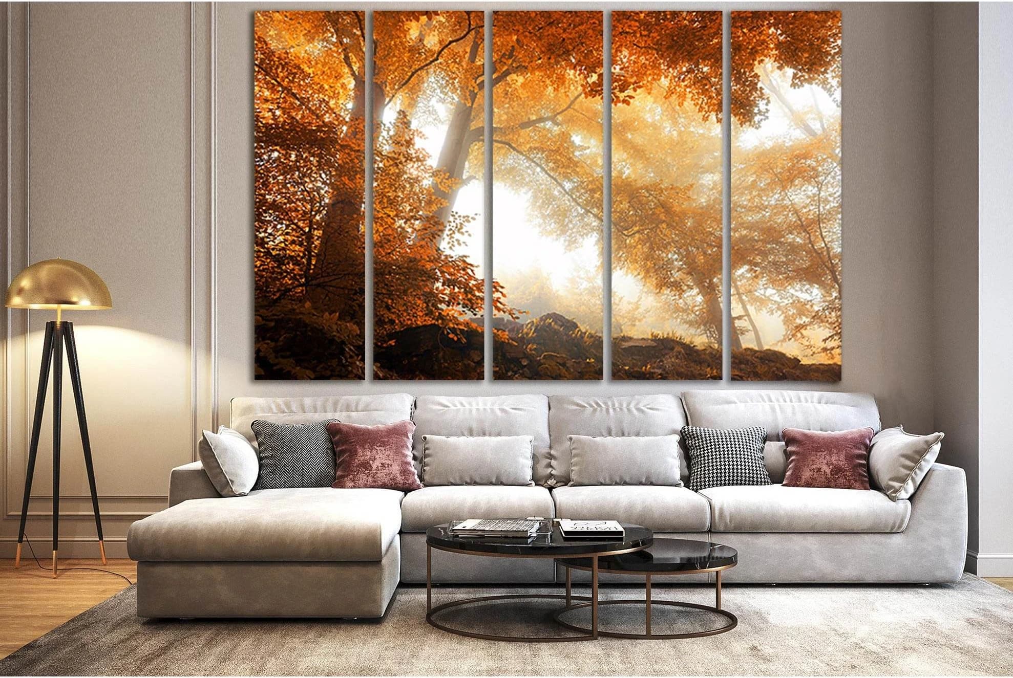 Seasons Autumn Trees №SL1066 Ready to Hang Canvas Print - Zellart Canvas Prints 0new, ALL_Products, Trees Wall Art