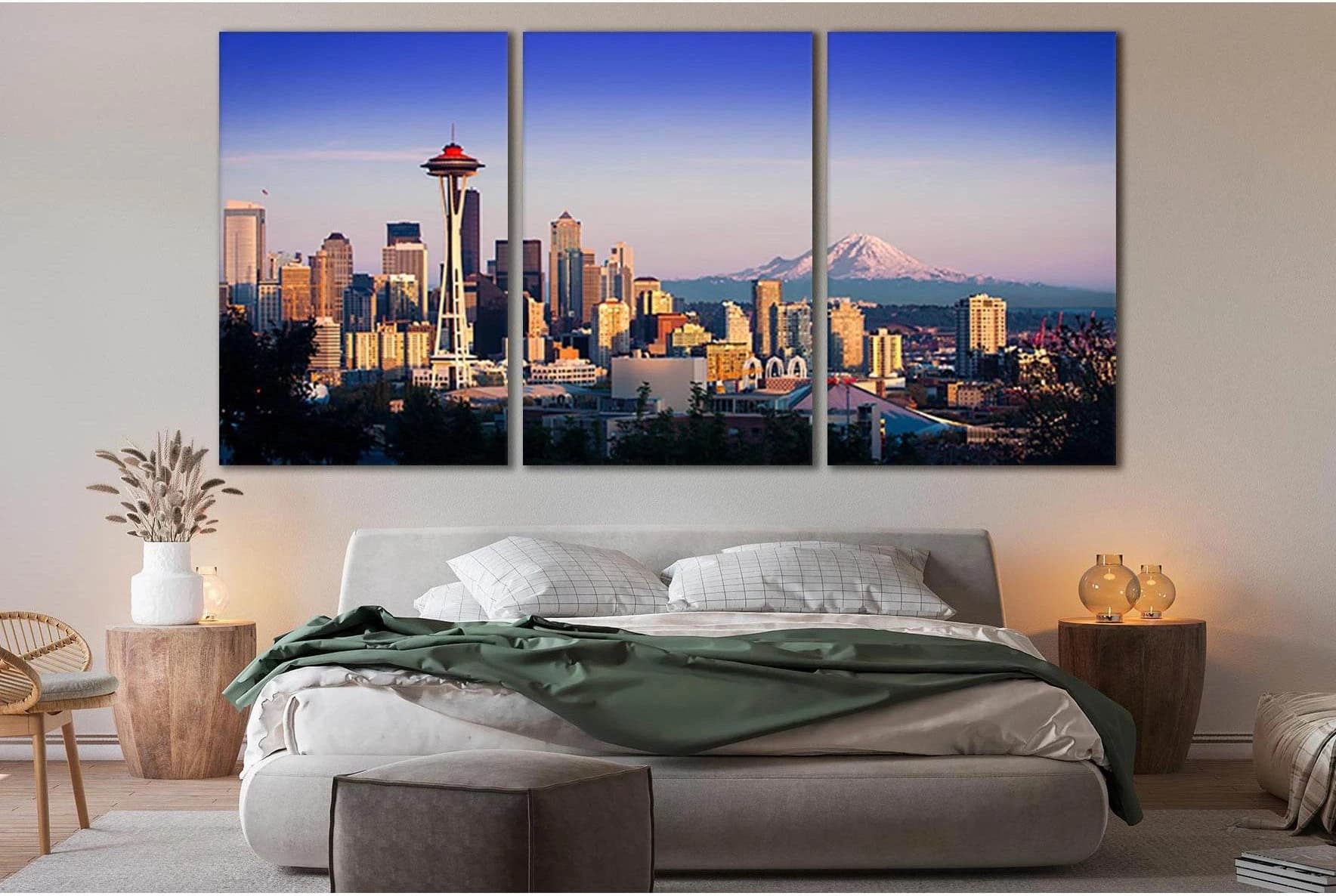 Seattle Skyline №SL334 Ready to Hang Canvas Print - Zellart Canvas Prints 0new, ALL_Products, Cityscapes & Skylines