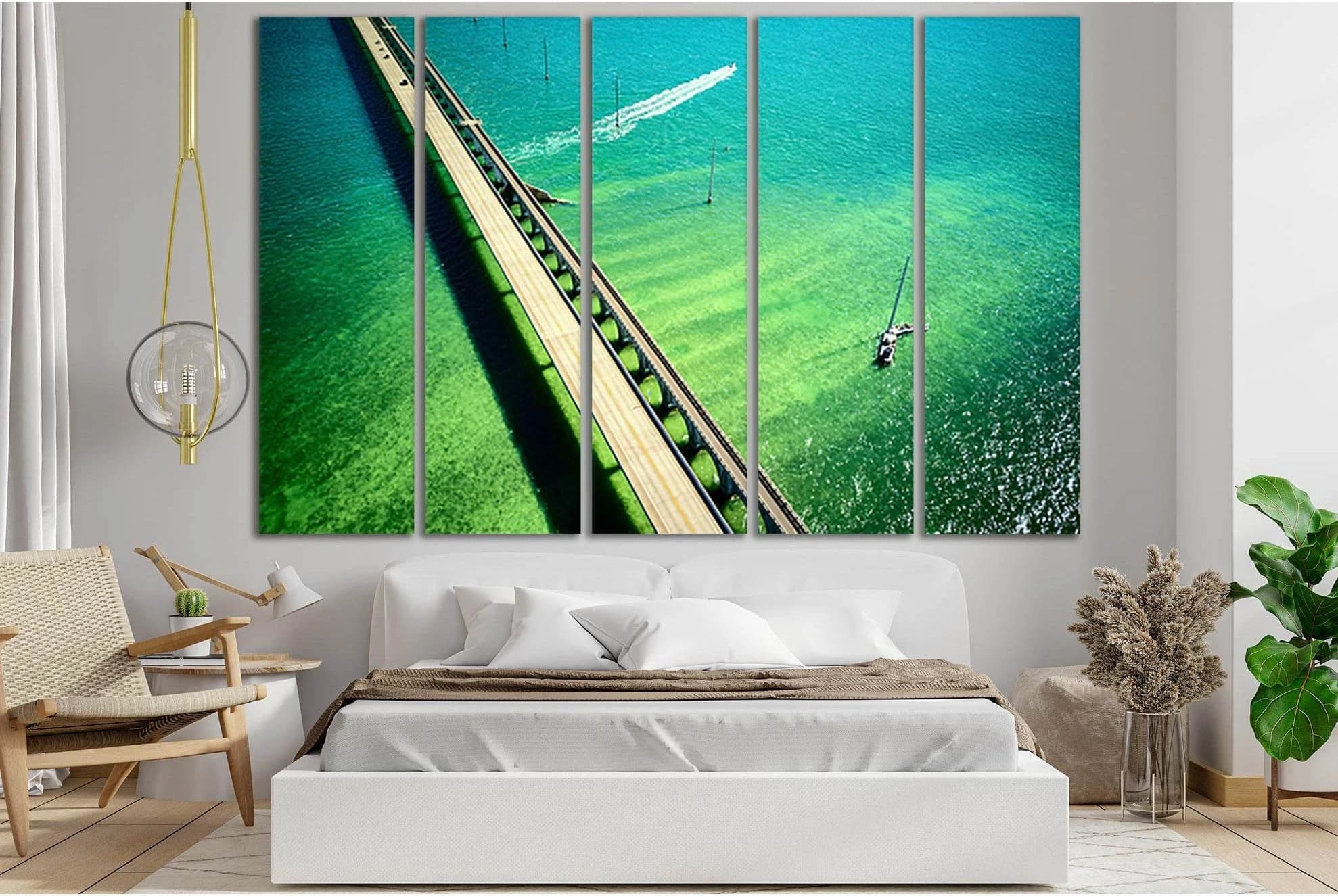 Seven Mile Bridge №SL1113 Ready to Hang Canvas Print - Zellart Canvas Prints 0new, ALL_Products, Bridges Wall Art