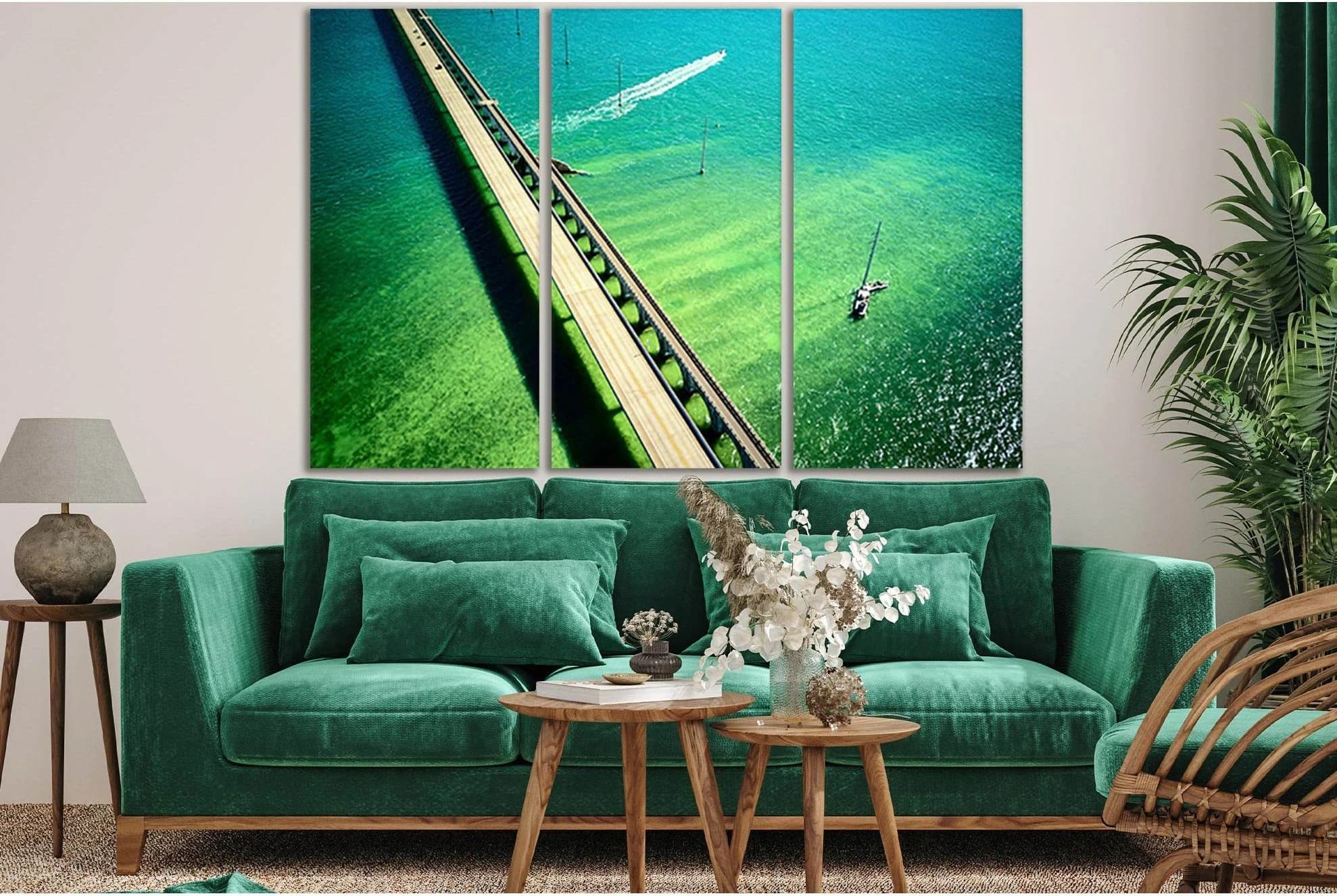 Seven Mile Bridge №SL1113 Ready to Hang Canvas Print - Zellart Canvas Prints 0new, ALL_Products, Bridges Wall Art