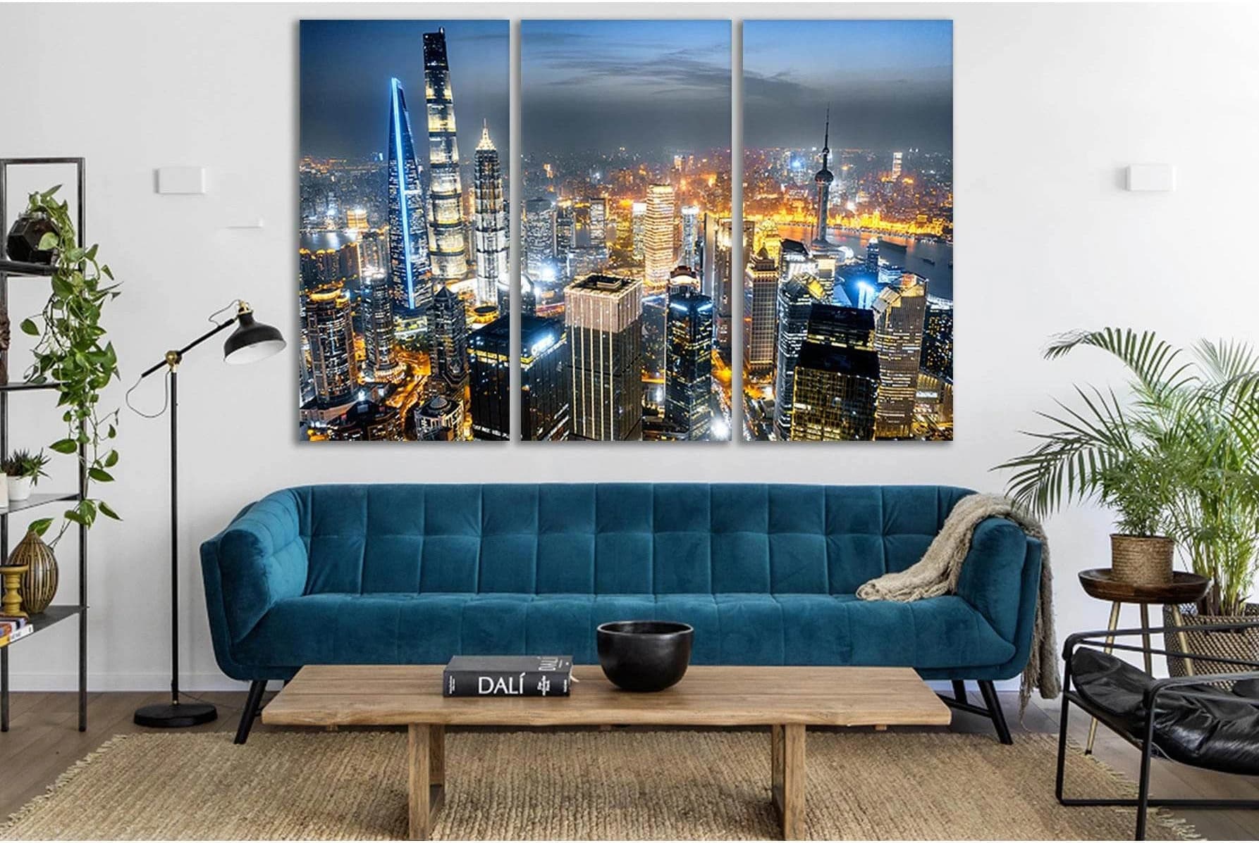 Shanghai Skyline Panorama In Sunset №SL377 Ready to Hang Canvas Print - Zellart Canvas Prints 0new, ALL_Products, Cityscapes & Skylines