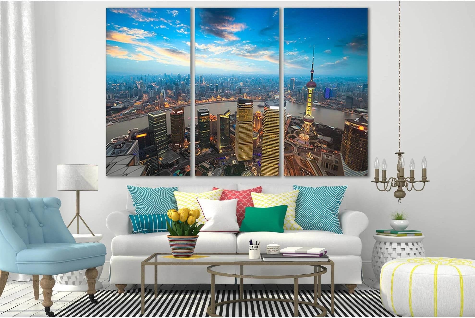 Skyline Shanghai China №SL304 Ready to Hang Canvas Print - Zellart Canvas Prints 0new, ALL_Products, Cityscapes & Skylines