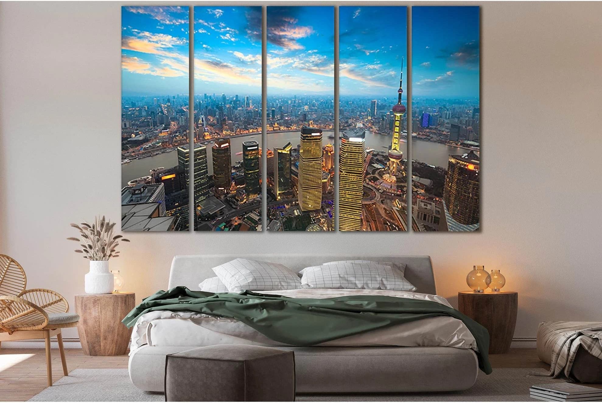 Skyline Shanghai China №SL304 Ready to Hang Canvas Print - Zellart Canvas Prints 0new, ALL_Products, Cityscapes & Skylines