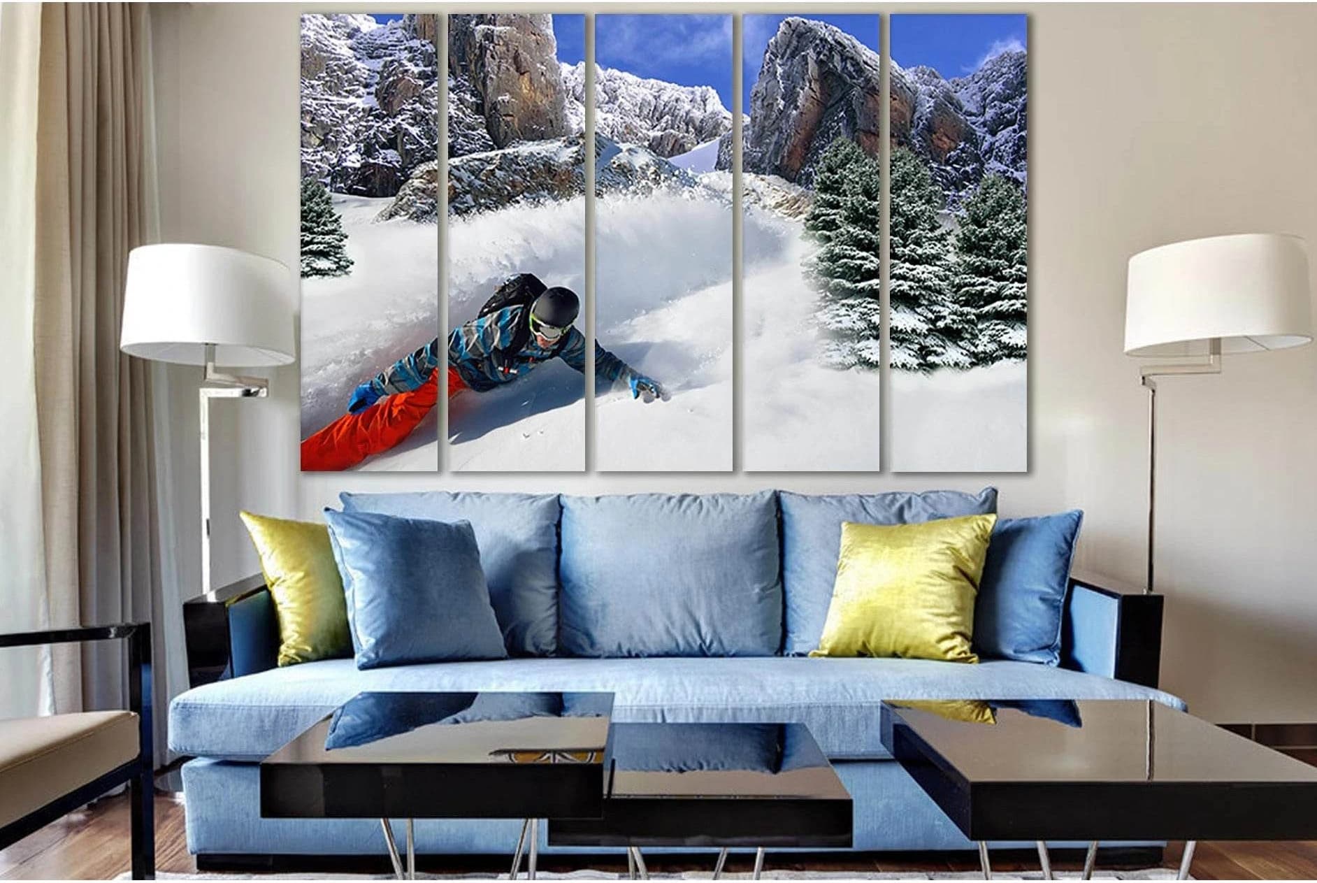 Snowboarder In Motion №SL942 Ready to Hang Canvas Print - Zellart Canvas Prints 0new, ALL_Products, Sports & Motivation