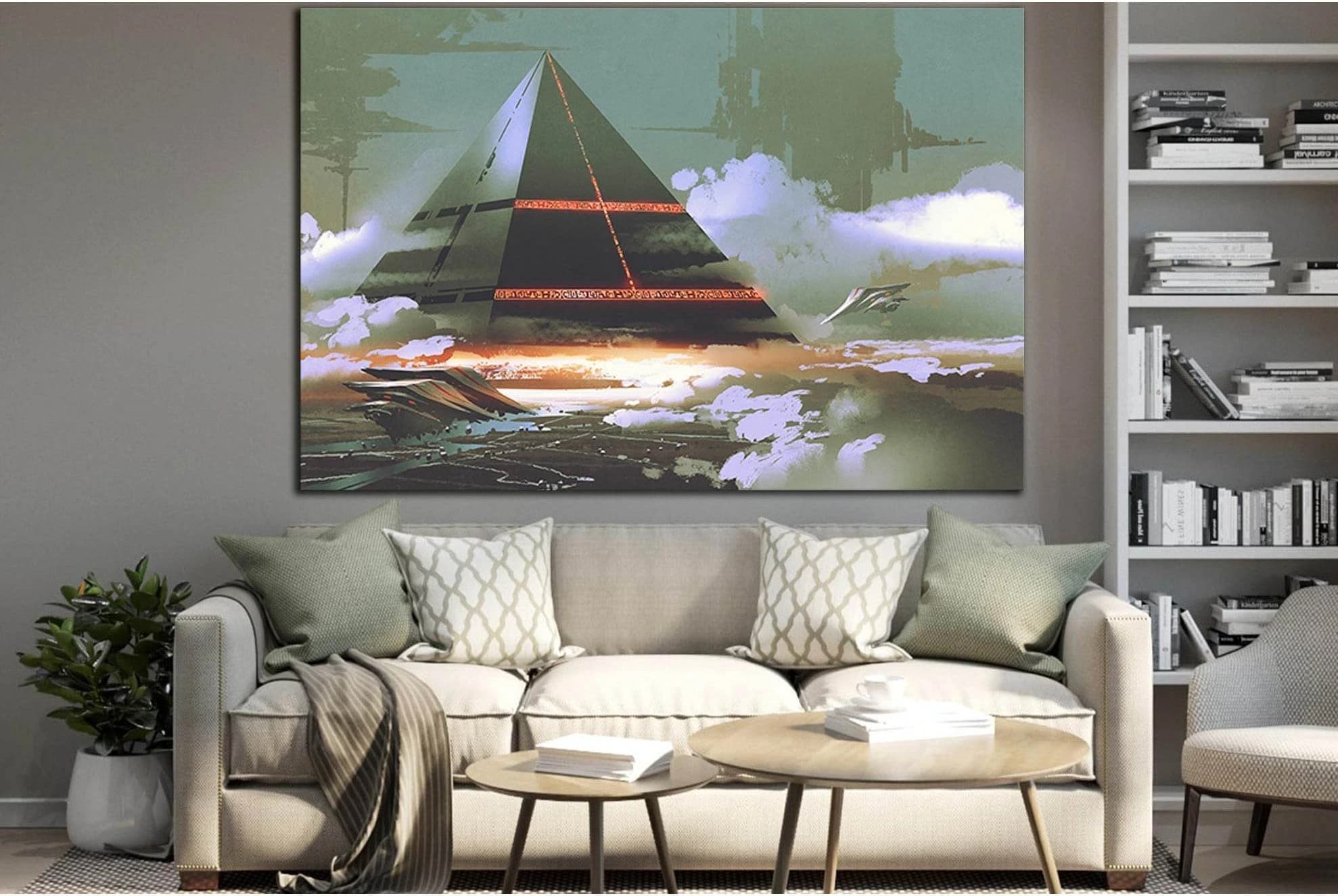Soaring Black Pyramid №SL1256 Ready to Hang Canvas Print - Zellart Canvas Prints 0new, ALL_Products, Fantasy And Sci Fi Wall Art