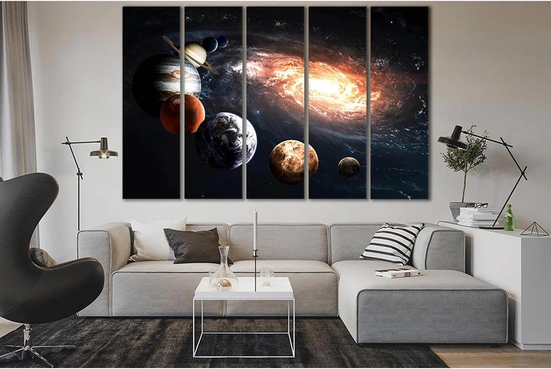 Solar System Planets And Milky Way №SL401 Ready to Hang Canvas Print - Zellart Canvas Prints 0new, ALL_Products, Astronomy & Space Canvas Wall Art