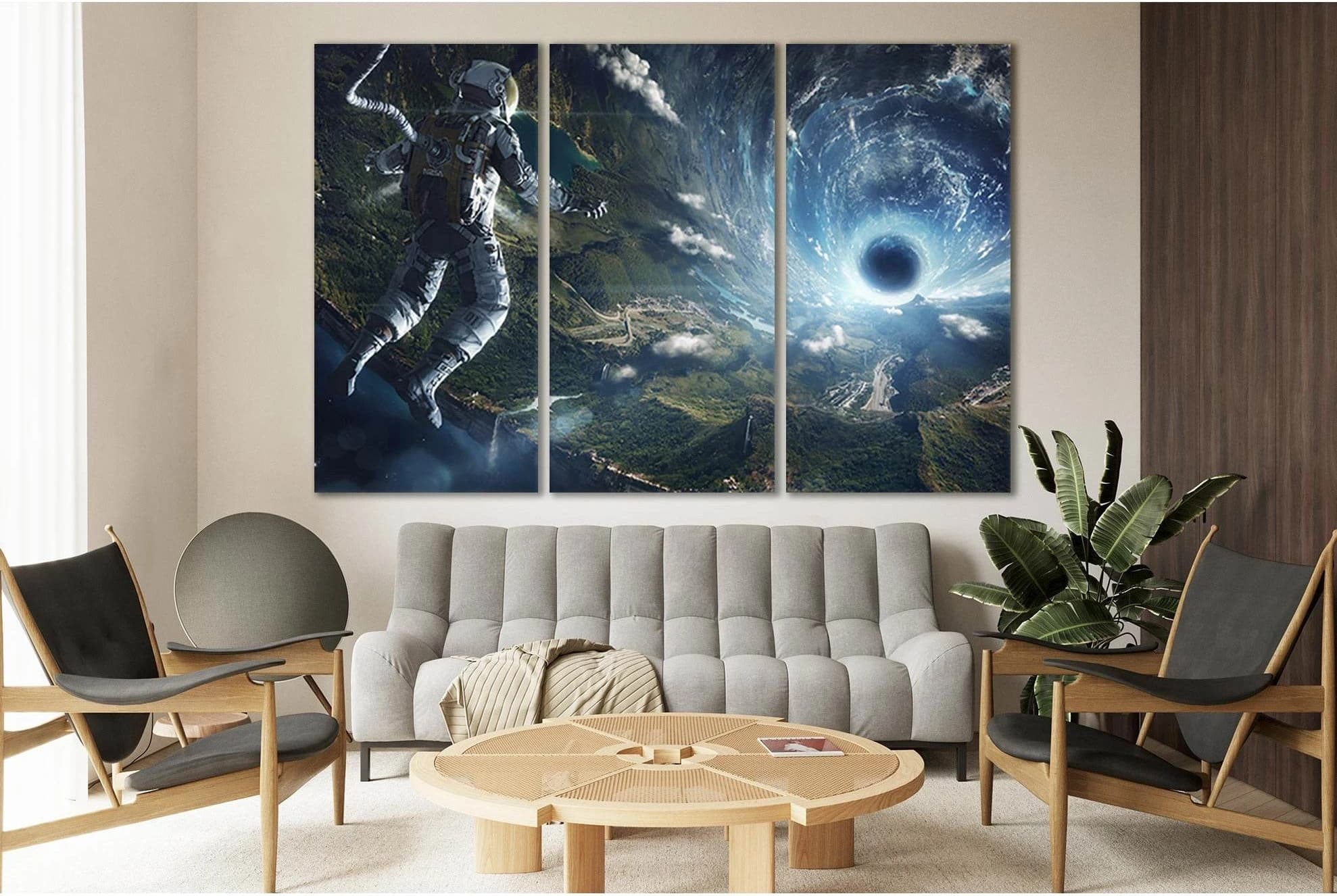 Space And Astronaut №SL427 Ready to Hang Canvas Print - Zellart Canvas Prints 0new, ALL_Products, Astronomy & Space Canvas Wall Art
