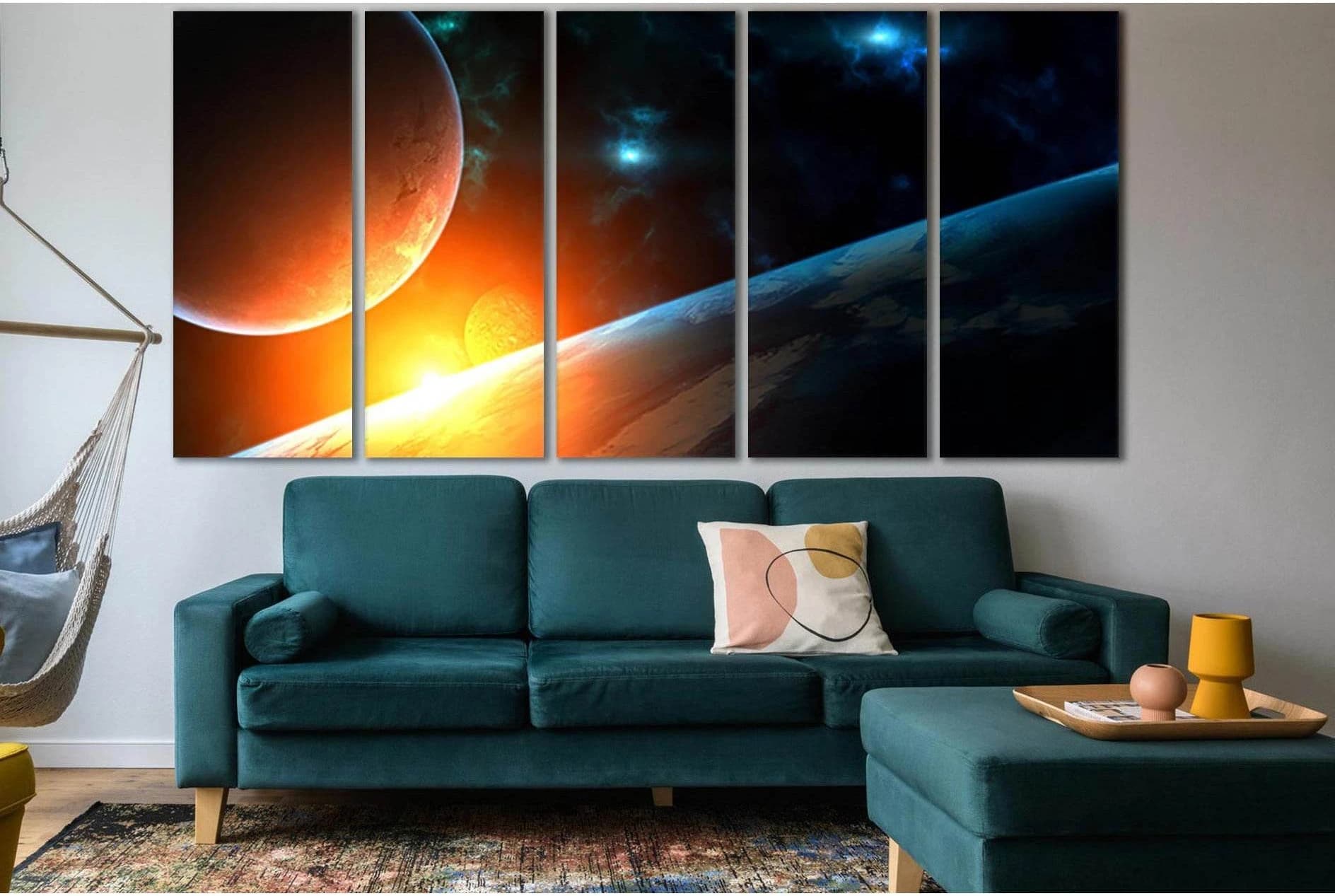 Space Dawn Over The Planet №SL985 Ready to Hang Canvas Print - Zellart Canvas Prints 0new, ALL_Products, Astronomy & Space Canvas Wall Art