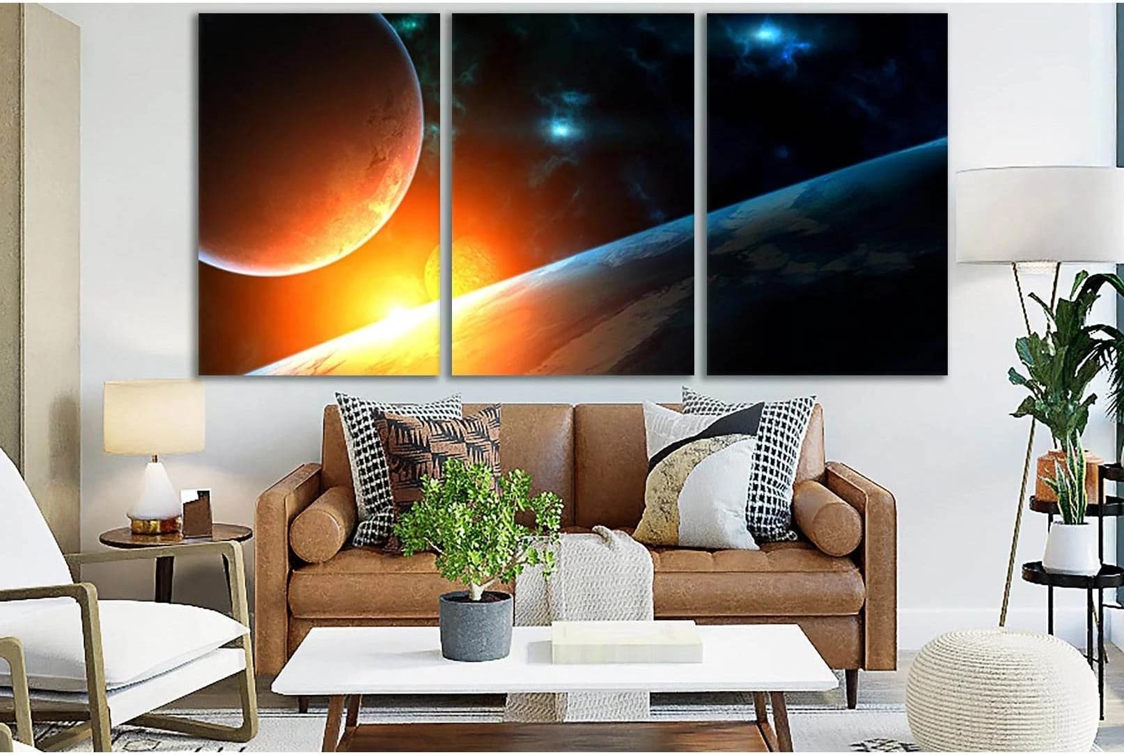 Space Dawn Over The Planet №SL985 Ready to Hang Canvas Print - Zellart Canvas Prints 0new, ALL_Products, Astronomy & Space Canvas Wall Art