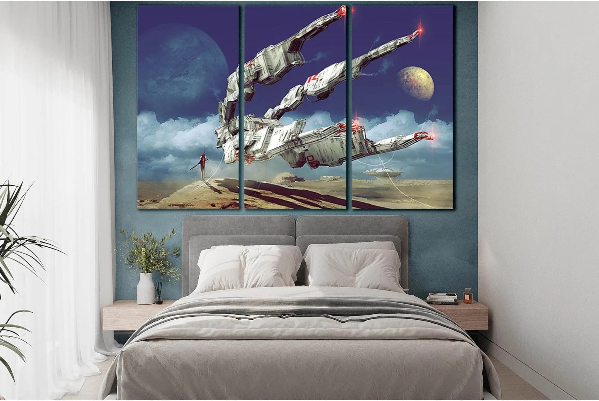Spaceship In Desert №SL1288 Ready to Hang Canvas Print - Zellart Canvas Prints 0new, ALL_Products, Fantasy And Sci Fi Wall Art