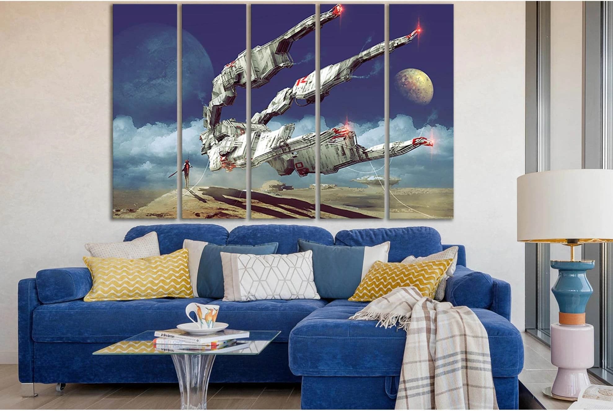 Spaceship In Desert №SL1288 Ready to Hang Canvas Print - Zellart Canvas Prints 0new, ALL_Products, Fantasy And Sci Fi Wall Art