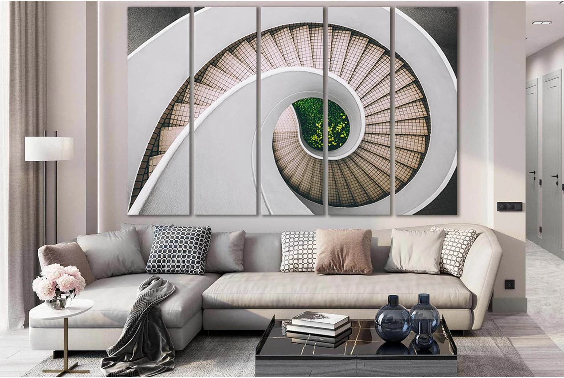 Spiral Stair Architecture №SL1410 Ready to Hang Canvas Print - Zellart Canvas Prints 0new, ALL_Products, Architecture