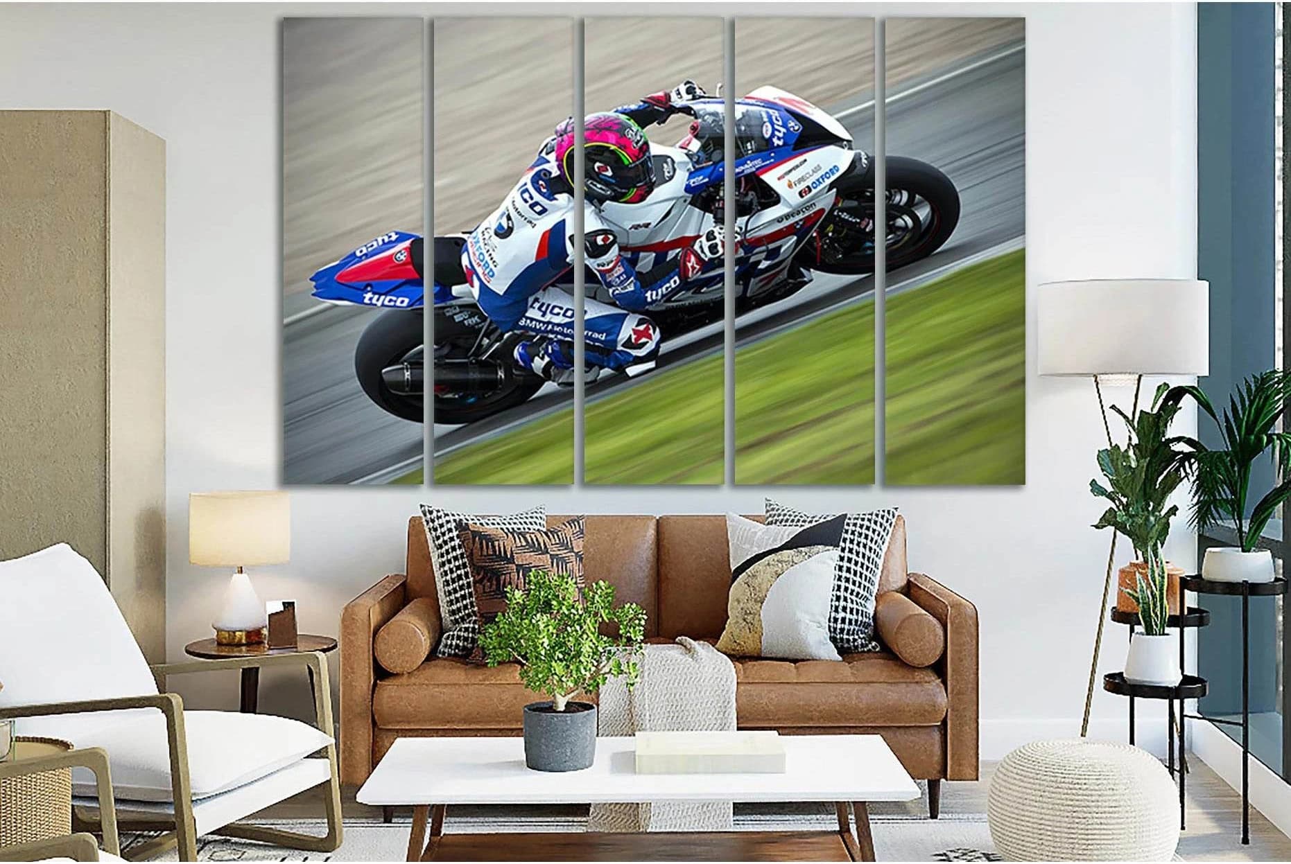 Sport Biker Racing On Road №SL907 Ready to Hang Canvas Print - Zellart Canvas Prints 0new, ALL_Products, Sports & Motivation