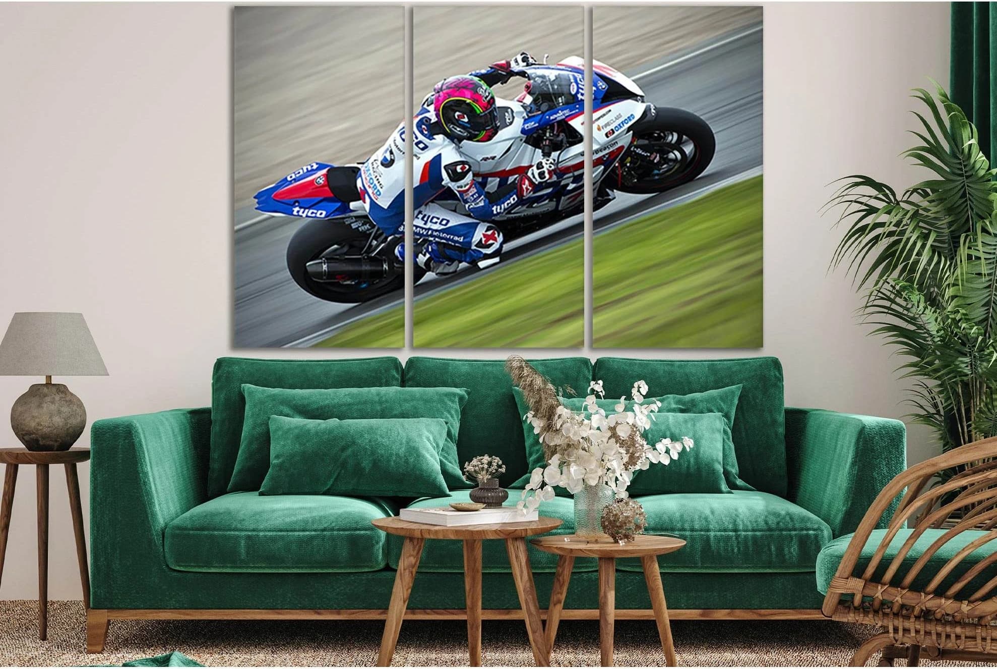 Sport Biker Racing On Road №SL907 Ready to Hang Canvas Print - Zellart Canvas Prints 0new, ALL_Products, Sports & Motivation