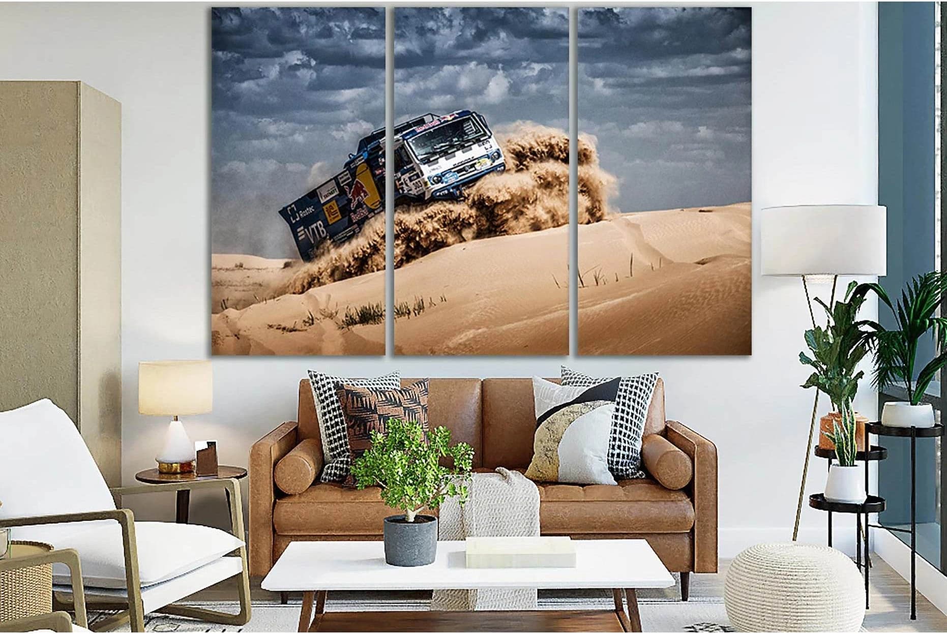 Sports Truck Explodes Desert Sands №SL944 Ready to Hang Canvas Print - Zellart Canvas Prints 0new, ALL_Products, Sports & Motivation