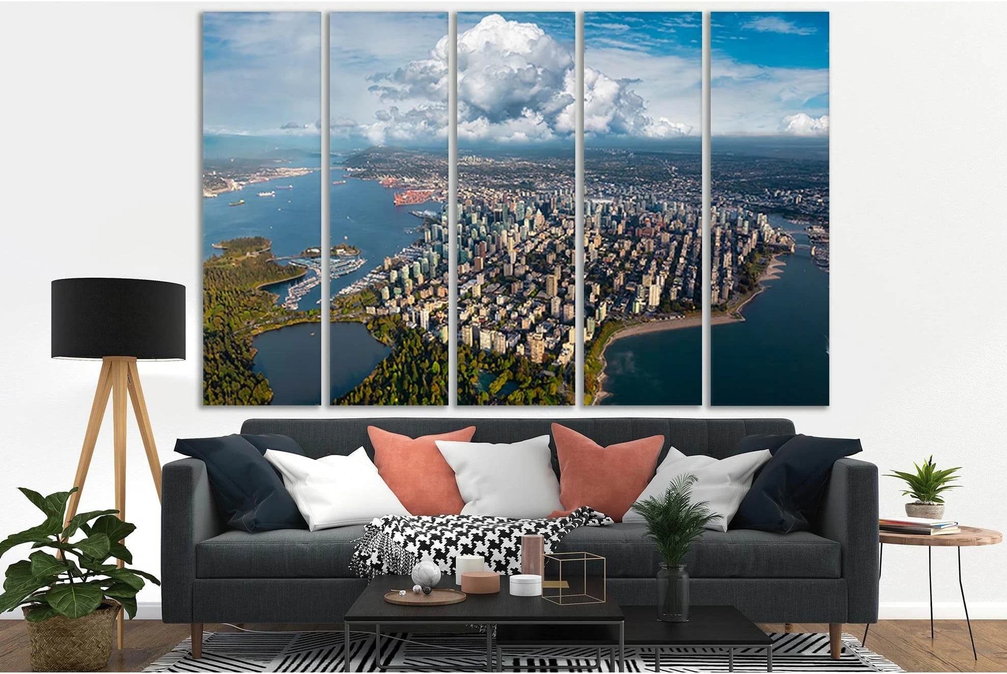 Stanley Park And Downtown Vancouver Skyline №SL379 Ready to Hang Canvas Print - Zellart Canvas Prints 0new, ALL_Products, Cityscapes & Skylines