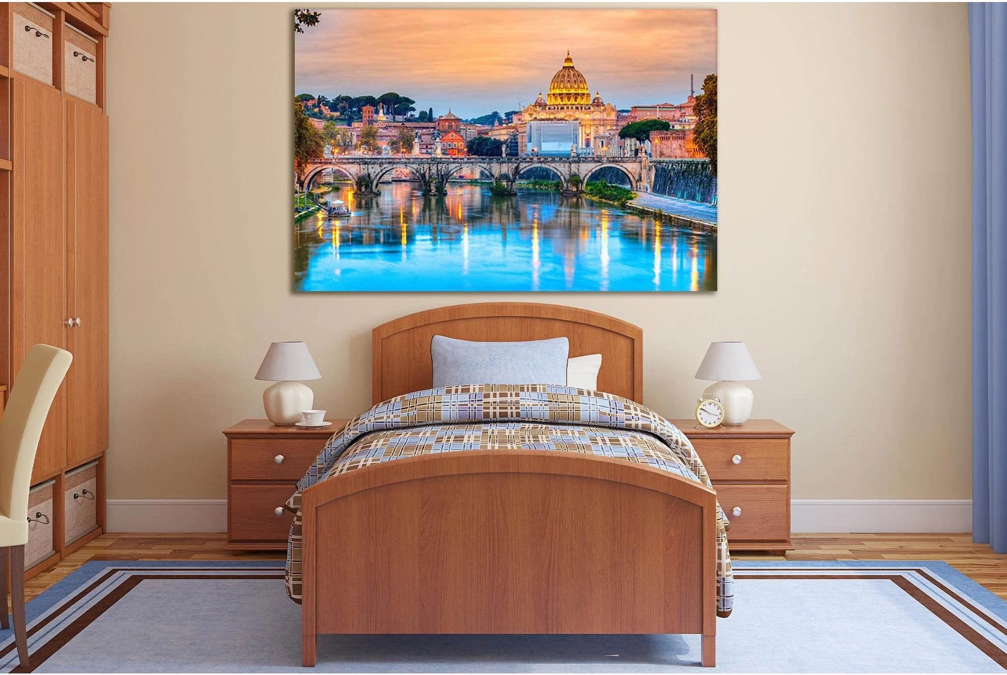 Stone Bridge In Rome №SL1129 Ready to Hang Canvas Print - Zellart Canvas Prints 0new, ALL_Products, Bridges Wall Art