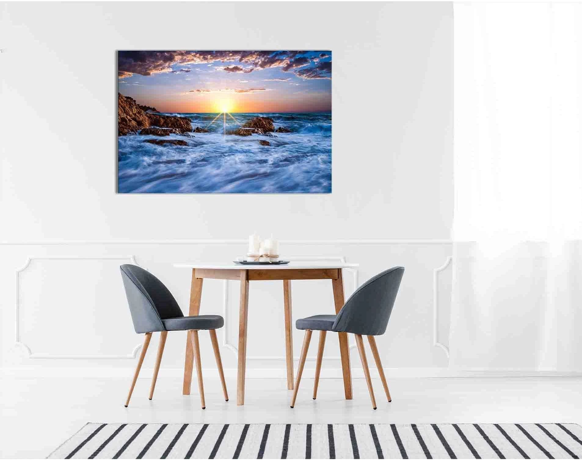 Storm waves at sunrise №D1232 Ready to Hang Canvas Print - Zellart Canvas Prints 0new, ALL_Products, Sunrise & sunset wall art