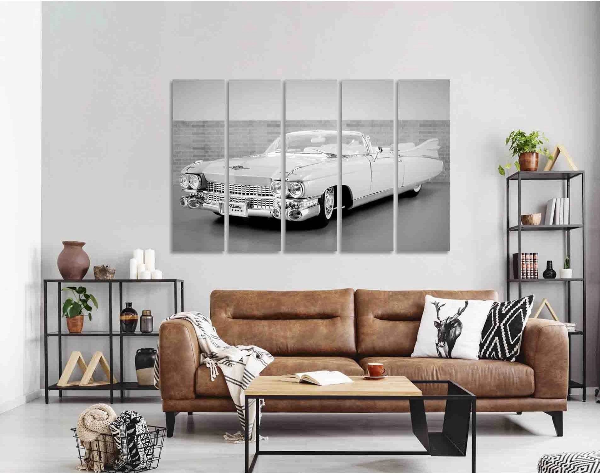Stunning retro car №D2834 Ready to Hang Canvas Print - Zellart Canvas Prints 0new, ALL_Products, Black & White Wall Art