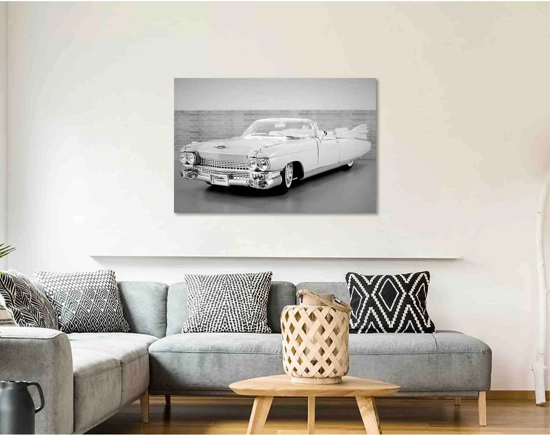 Stunning retro car №D2834 Ready to Hang Canvas Print - Zellart Canvas Prints 0new, ALL_Products, Black & White Wall Art