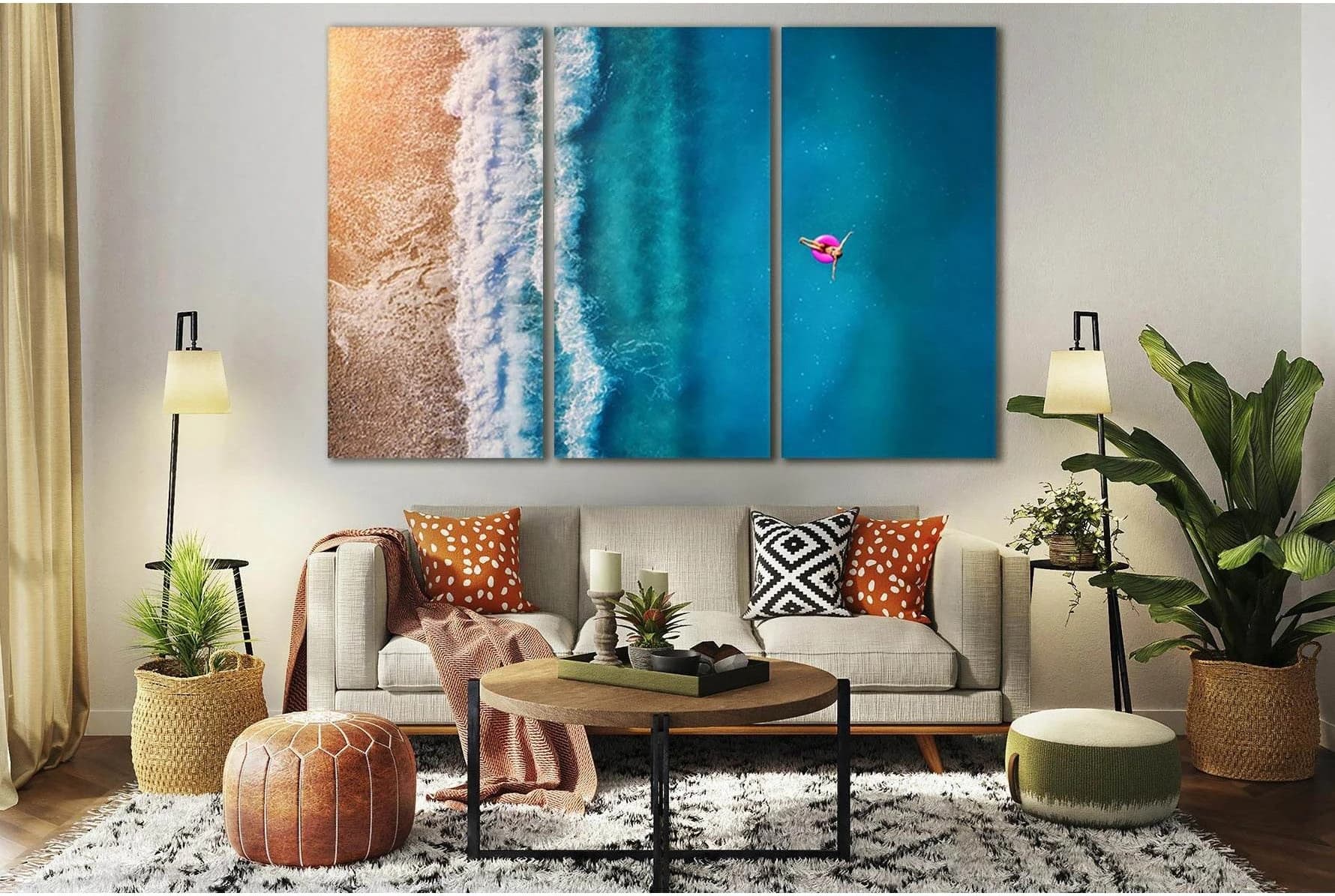 Summer Seascape With Girl №SL143 Ready to Hang Canvas Print - Zellart Canvas Prints 0new, ALL_Products, Beach Ocean & Waves