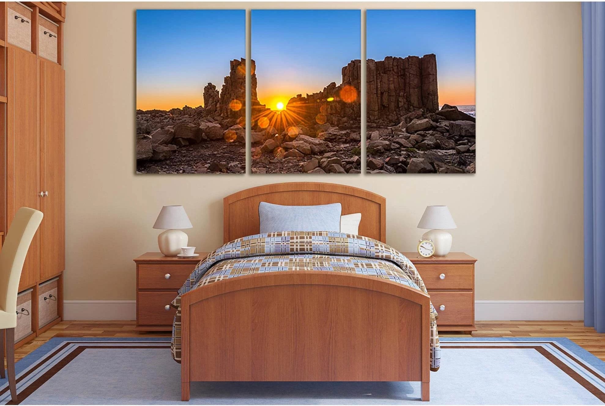 Sunset Among The Rocks №SL271 Ready to Hang Canvas Print - Zellart Canvas Prints 0new, ALL_Products, SUNRISE & SUNSET WALL ART