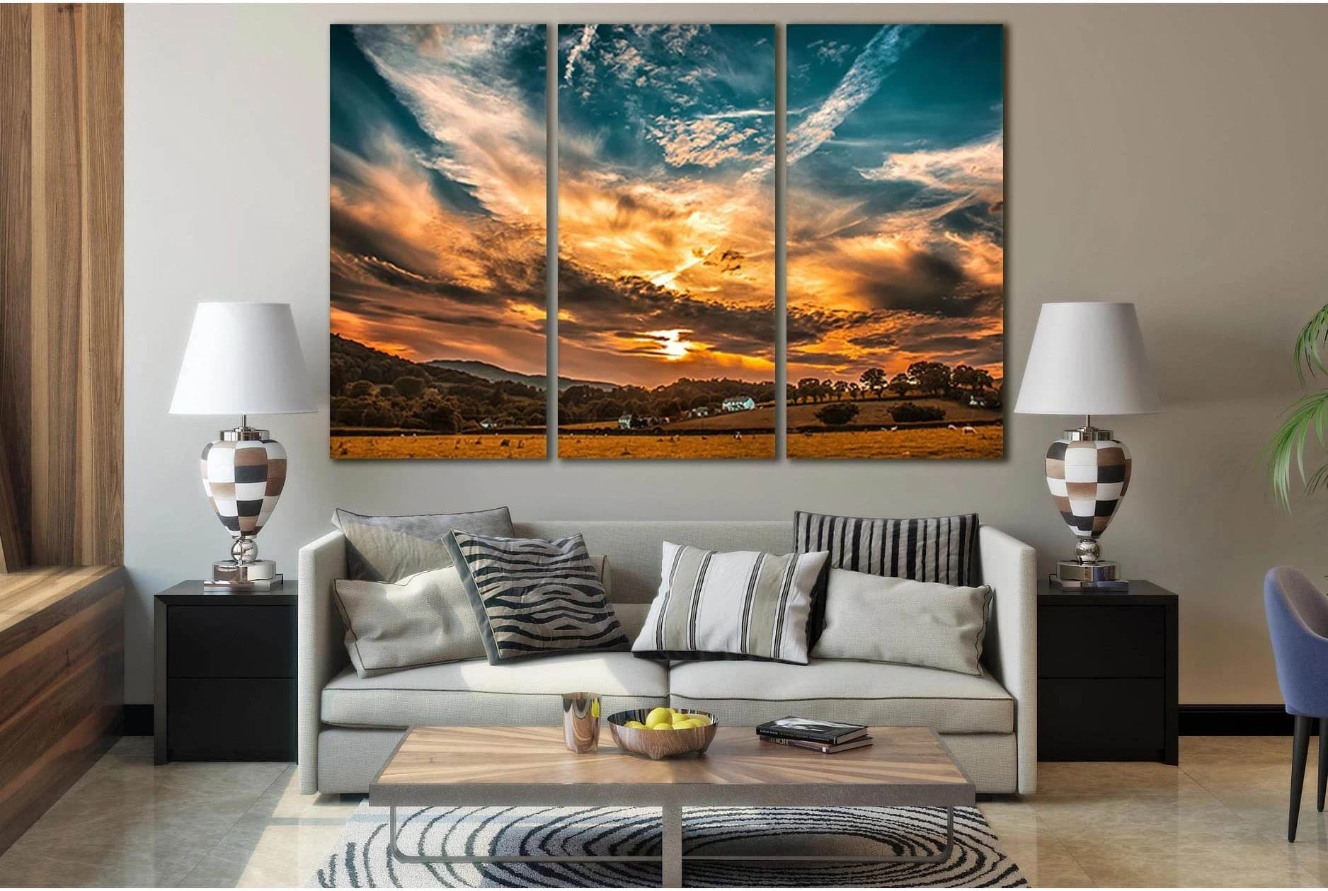 Sunset And Beautiful Sky №SL270 Ready to Hang Canvas Print - Zellart Canvas Prints 0new, ALL_Products, SUNRISE & SUNSET WALL ART